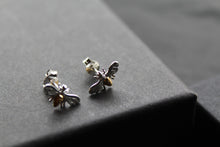 Load image into Gallery viewer, Bee Studs with Gold Plate Detail

