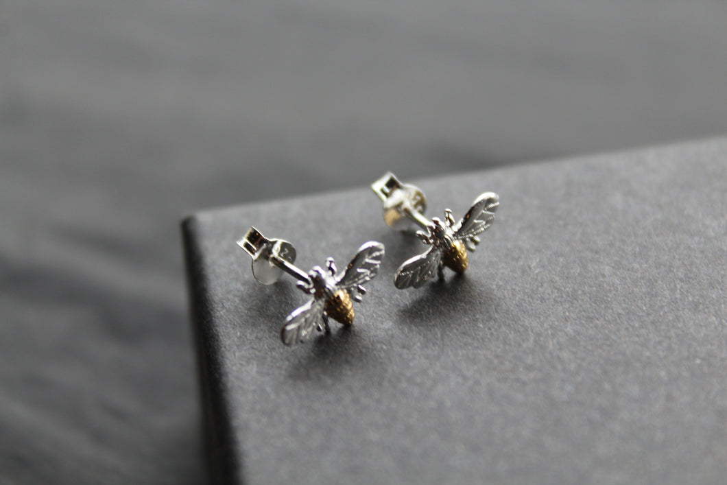 Bee Studs with Gold Plate Detail