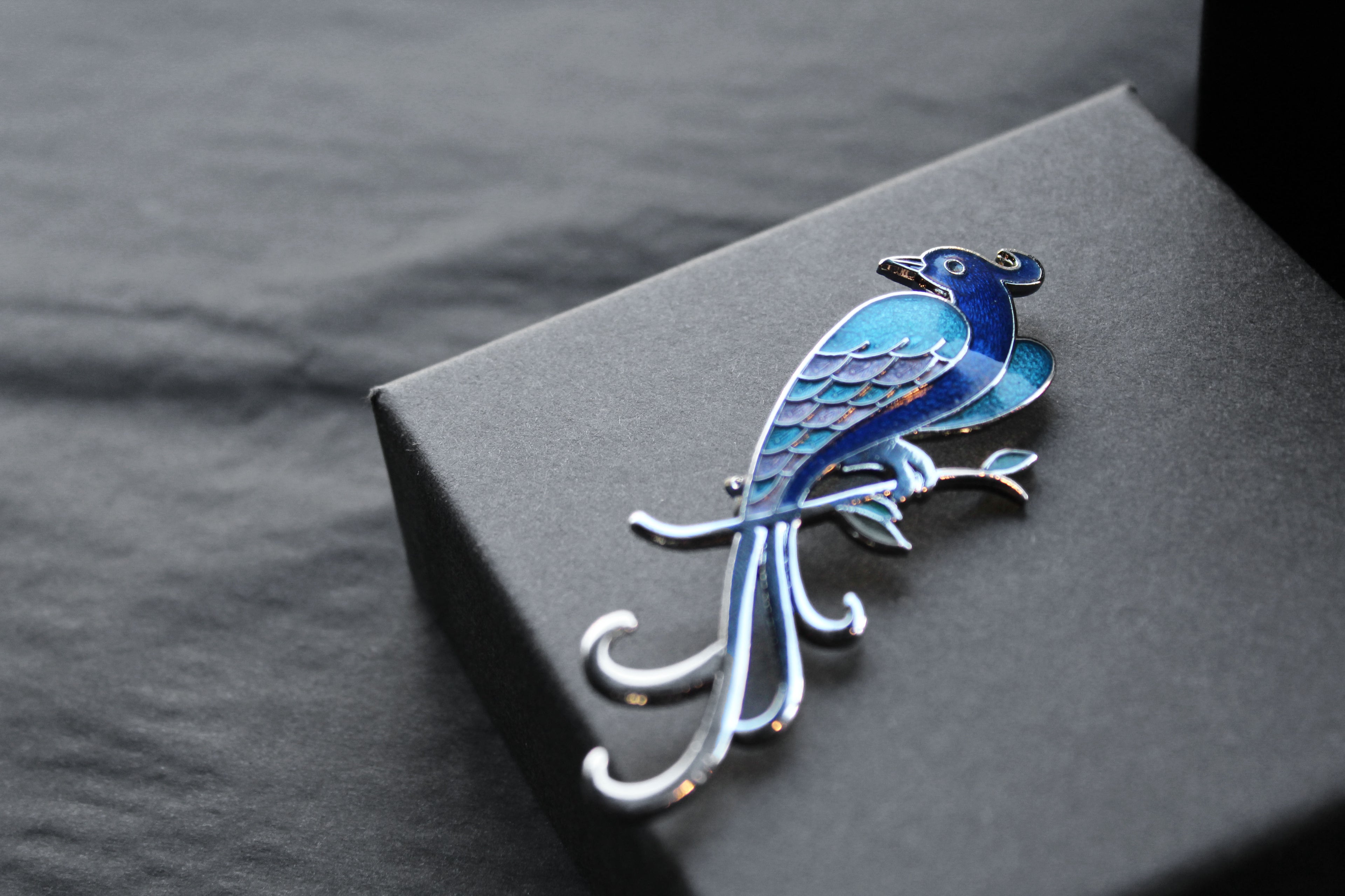 Bird of Paradise Enamel Brooch
