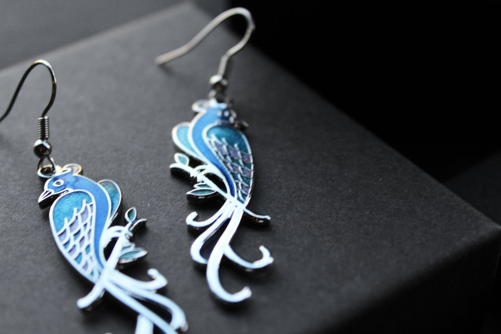 Bird of Paradise Enamel Earrings