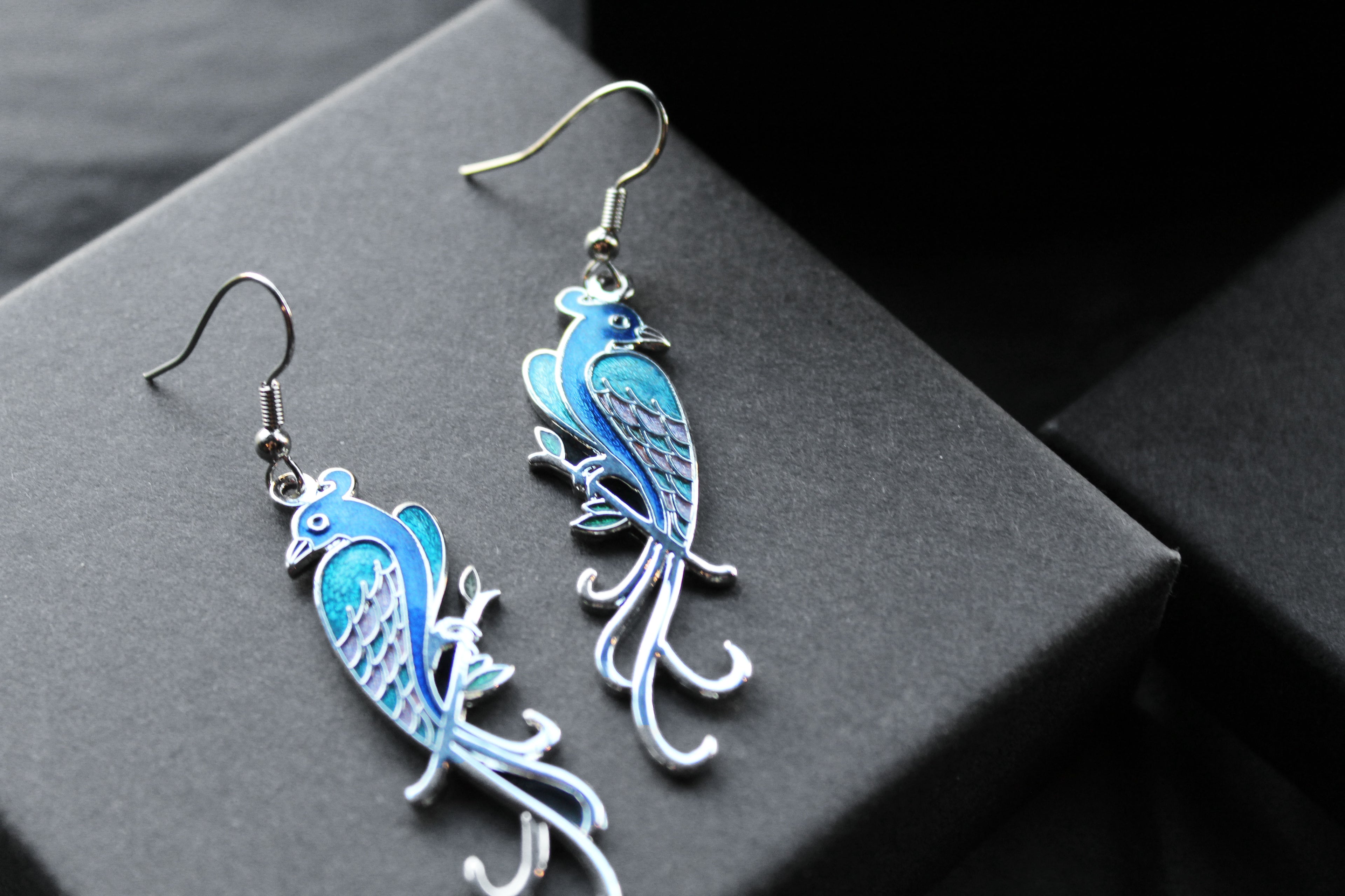 Bird of Paradise Enamel Earrings