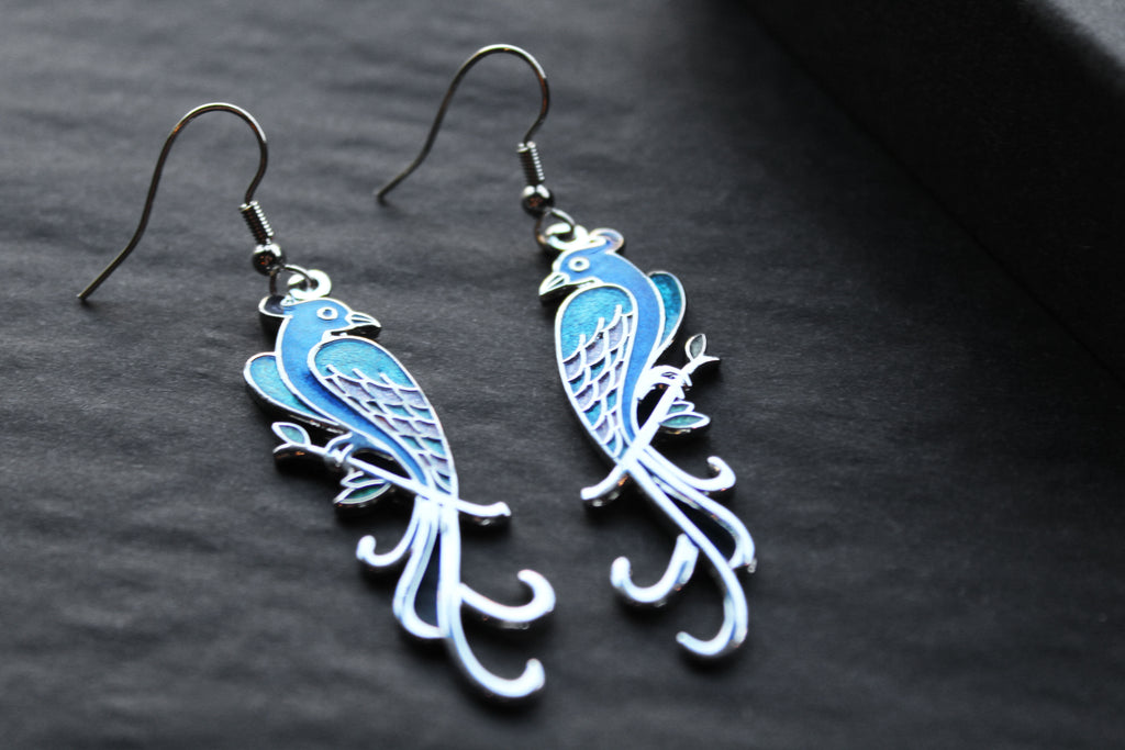 Bird of Paradise Enamel Earrings