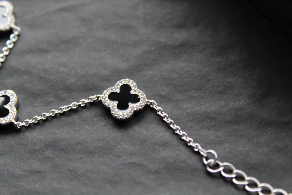 Black Enamel Vintage Flower Bracelet