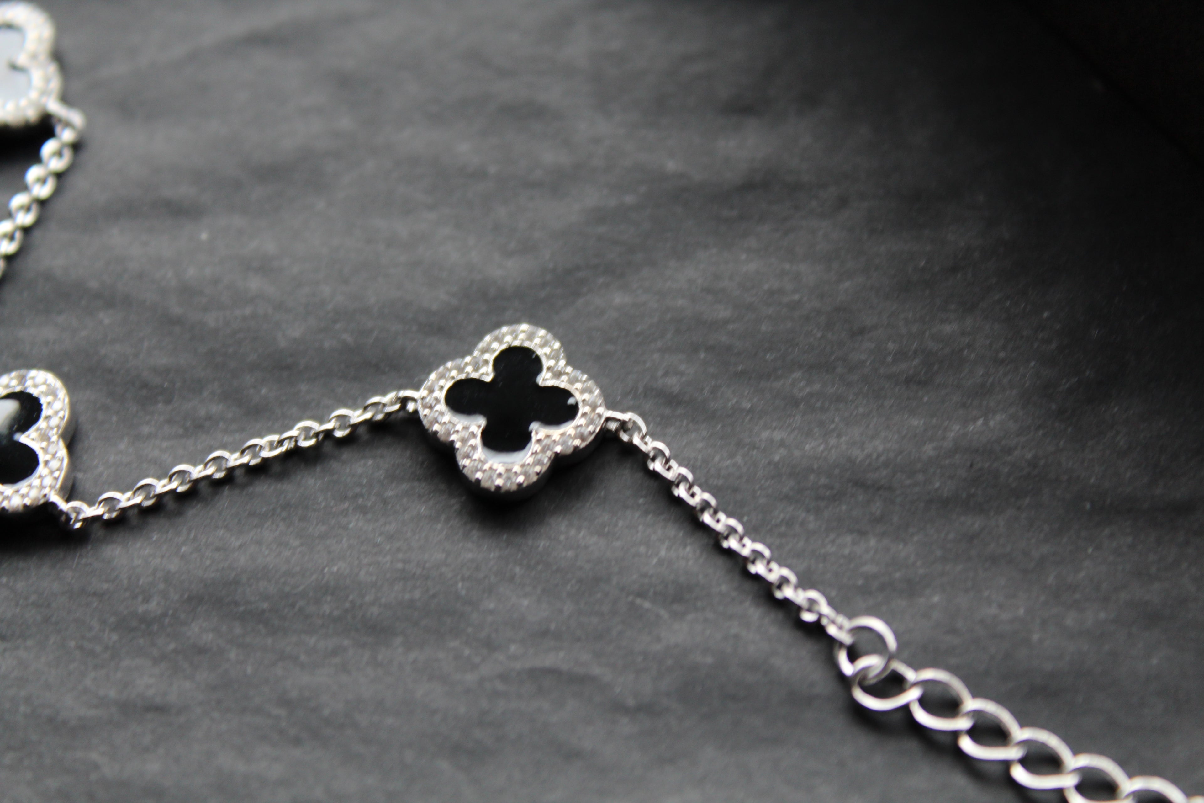Black Enamel Vintage Flower Bracelet