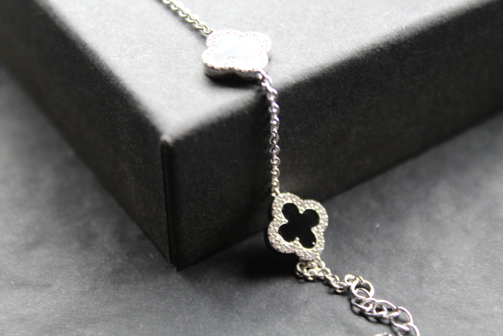 Black Enamel Vintage Flower Bracelet