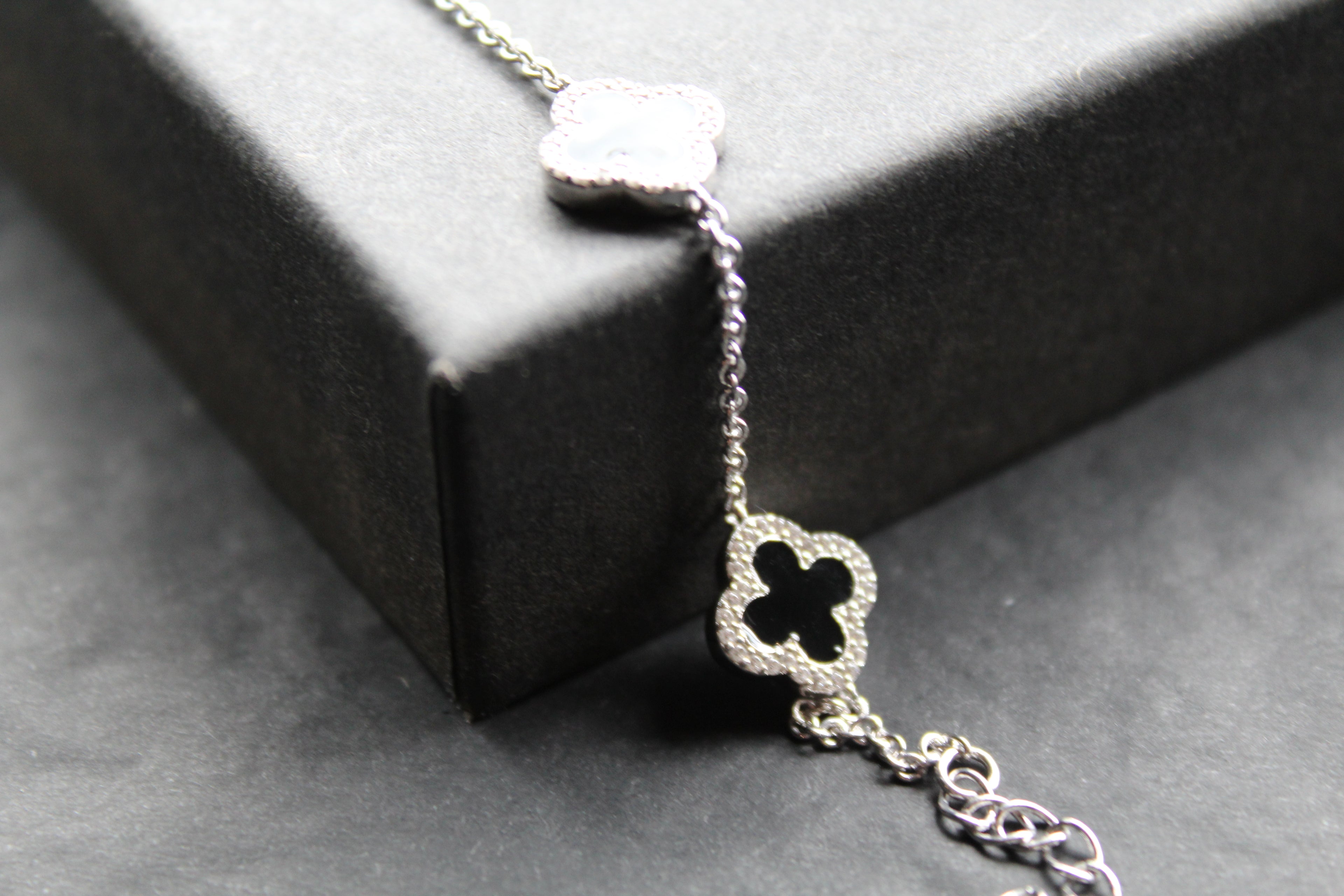 Black Enamel Vintage Flower Bracelet
