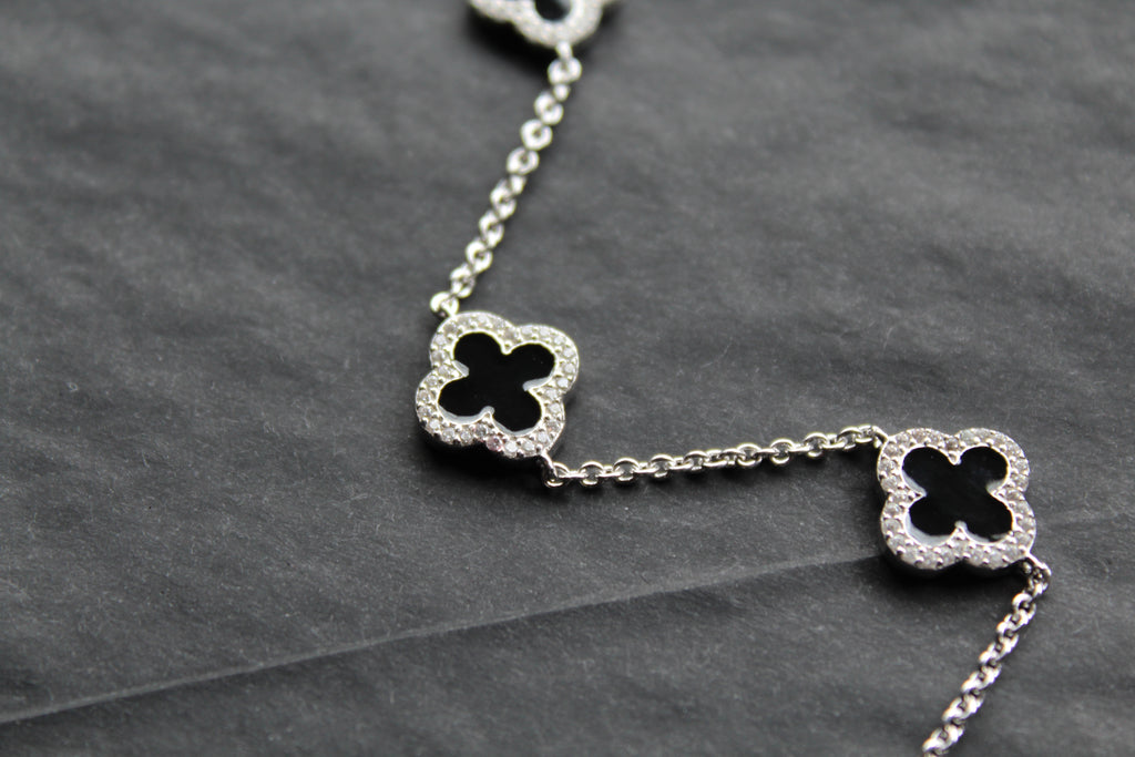 Black Enamel Vintage Flower Bracelet