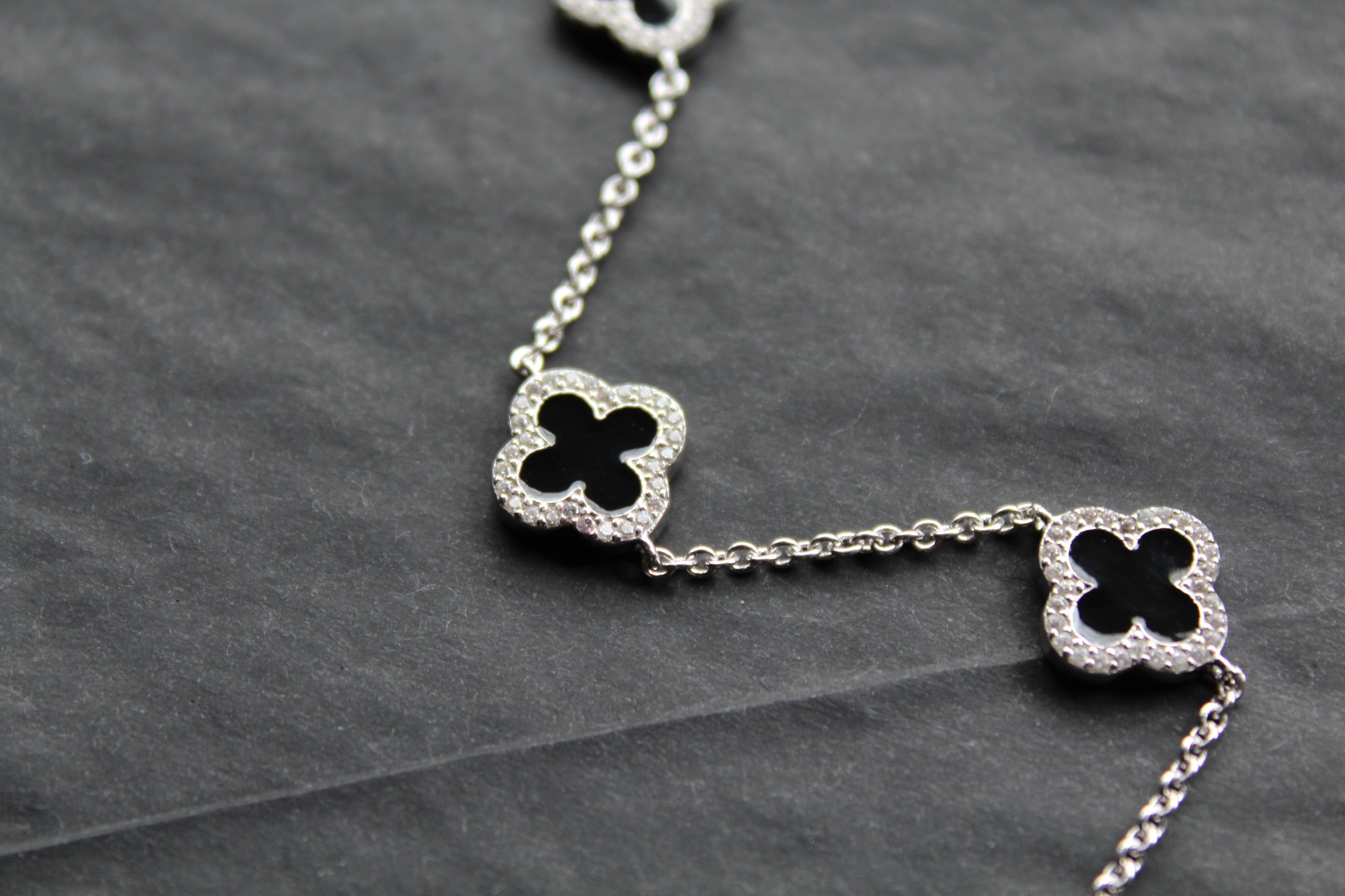 Black Enamel Vintage Flower Bracelet