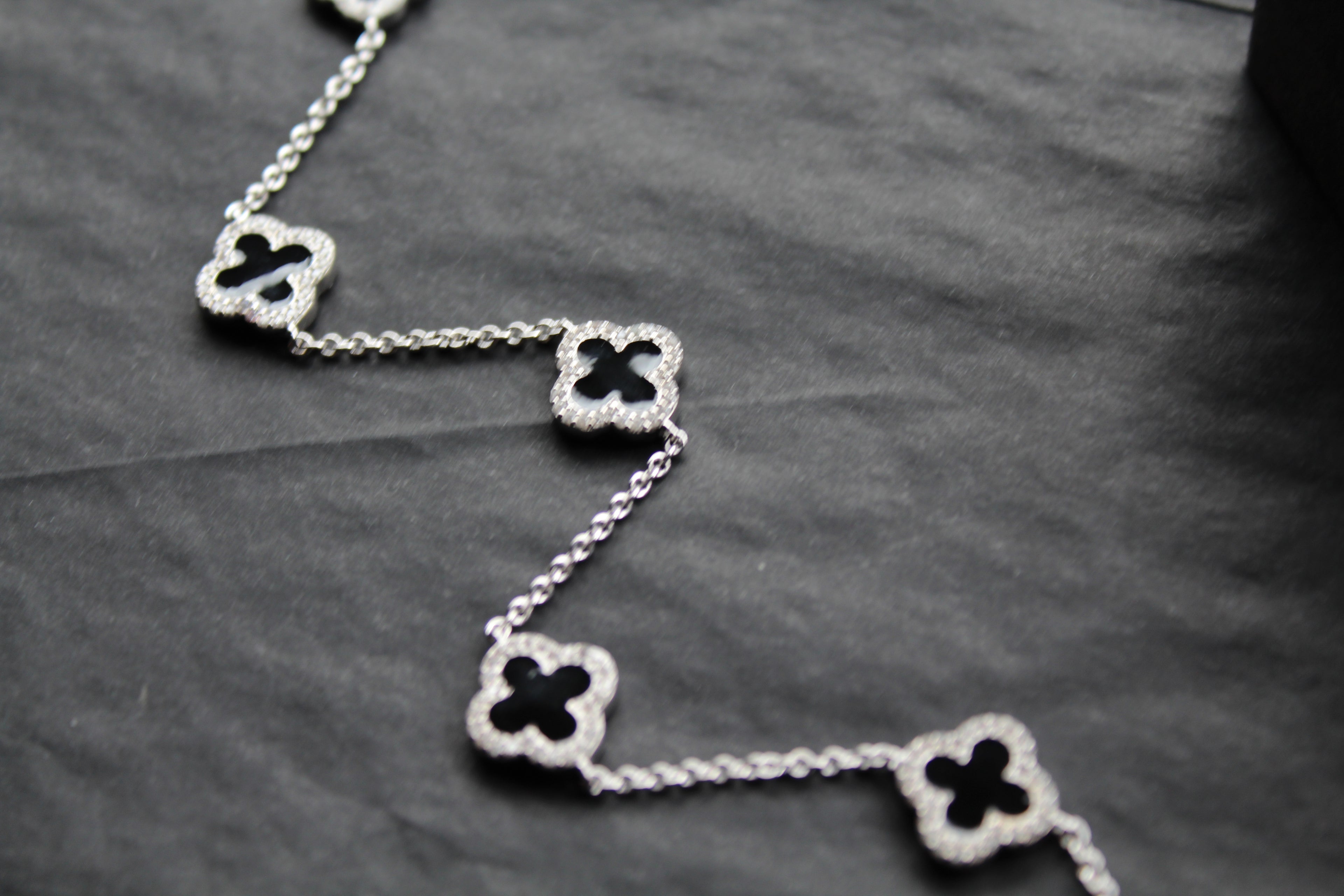 Black Enamel Vintage Flower Bracelet