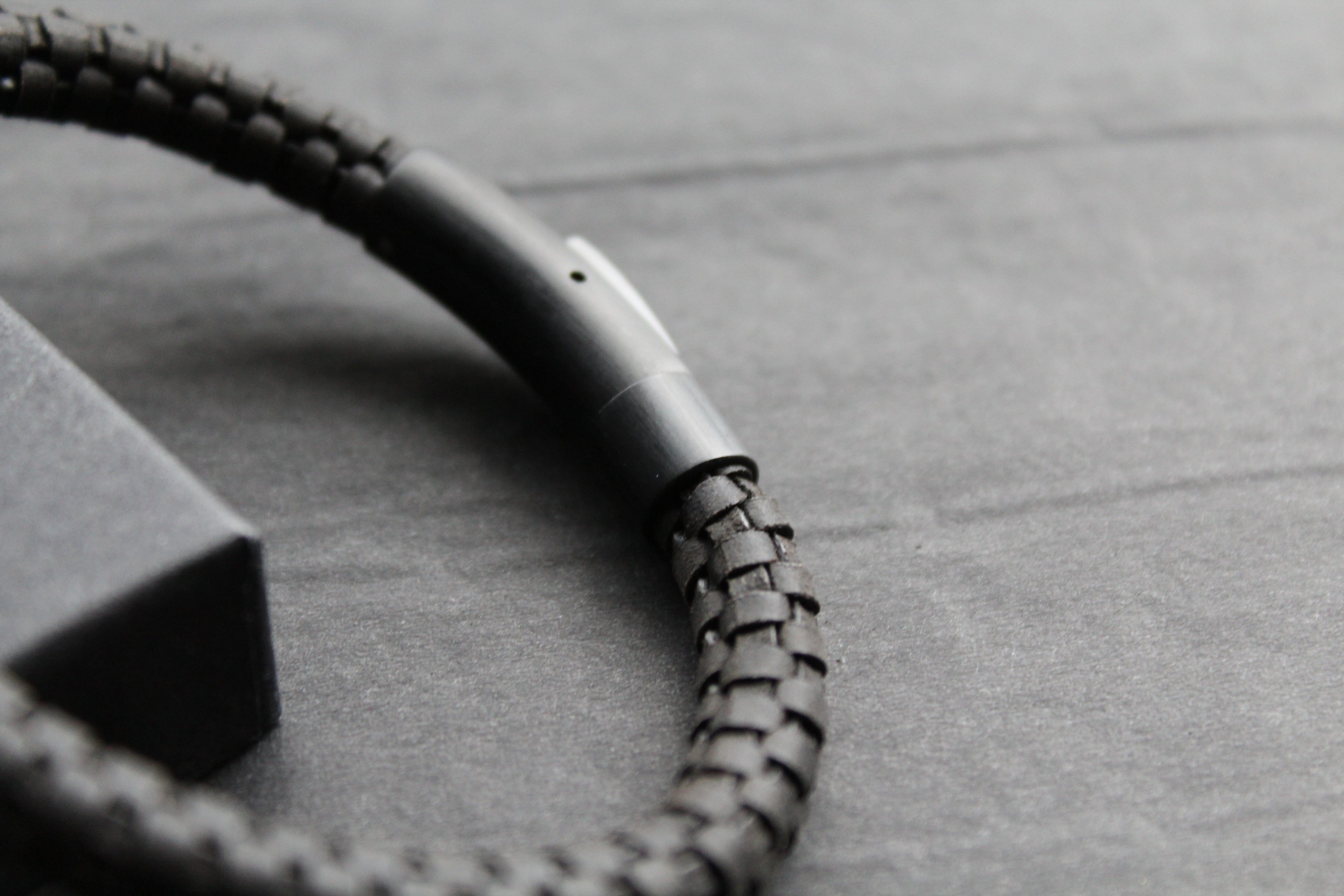 Black Leather Bracelet with Black Steel Clasp