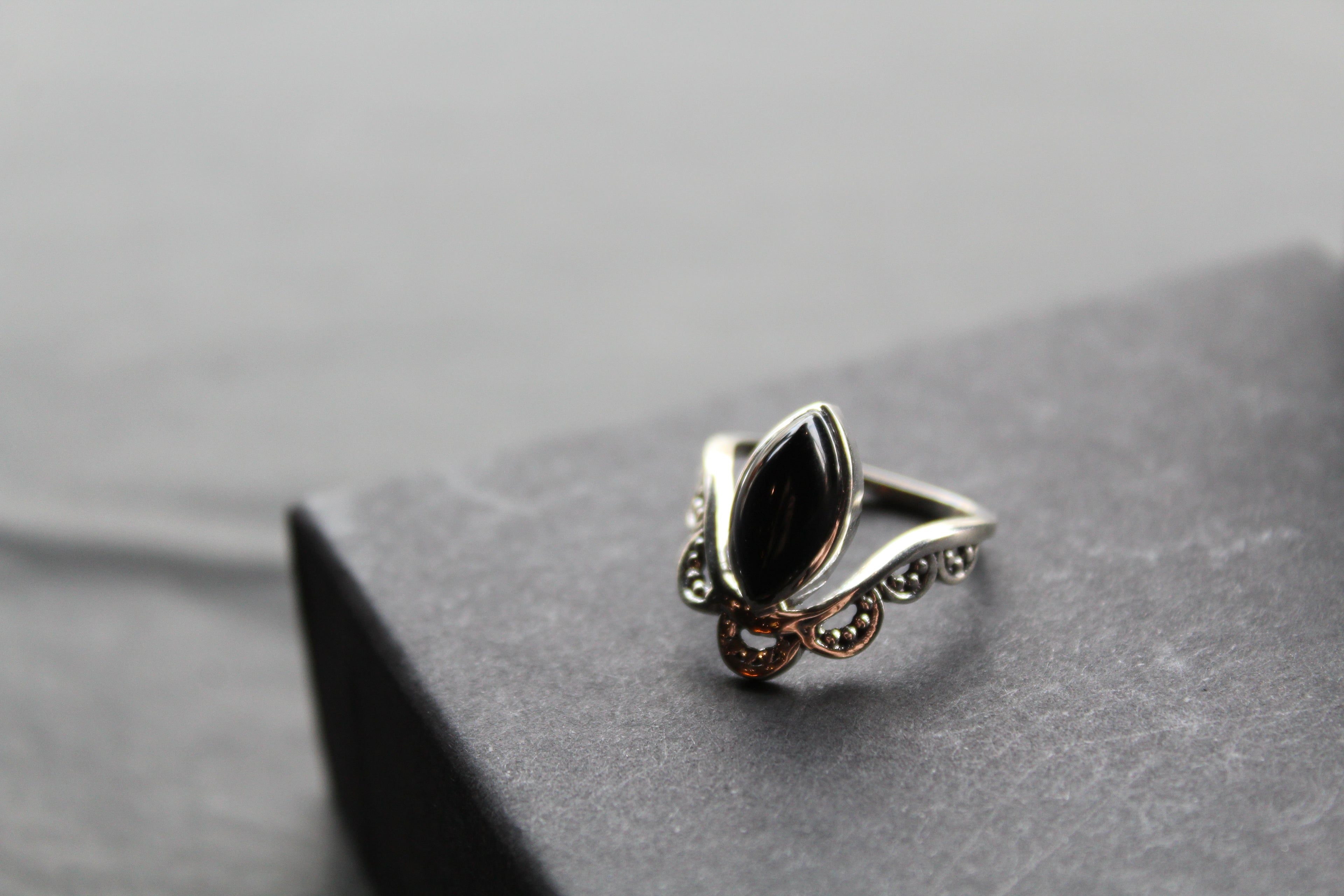 Black Onyx Crown Ring