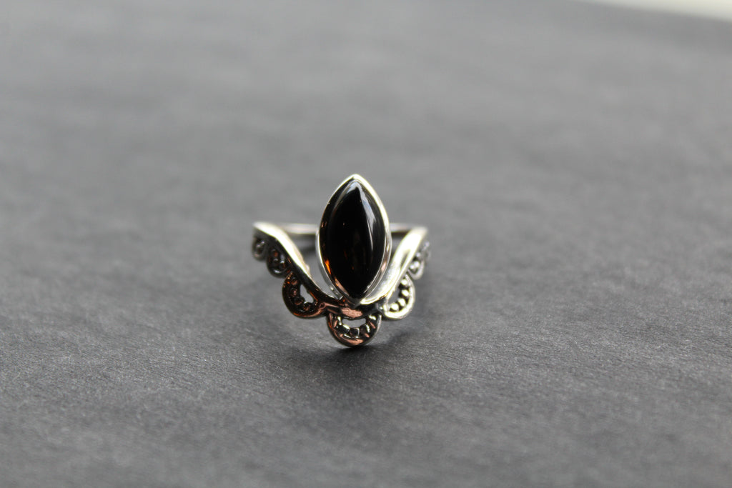 Black Onyx Crown Ring
