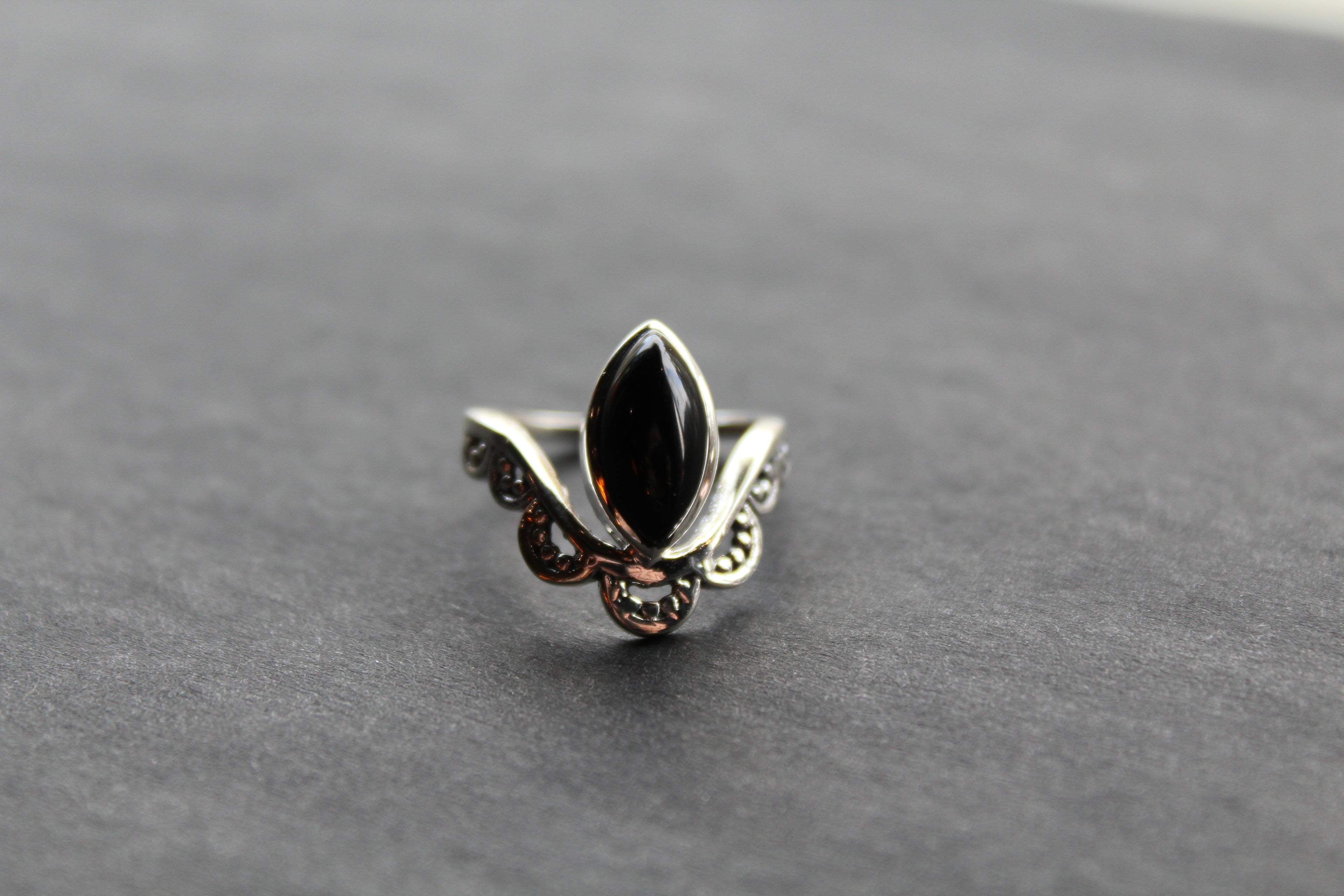 Black Onyx Crown Ring