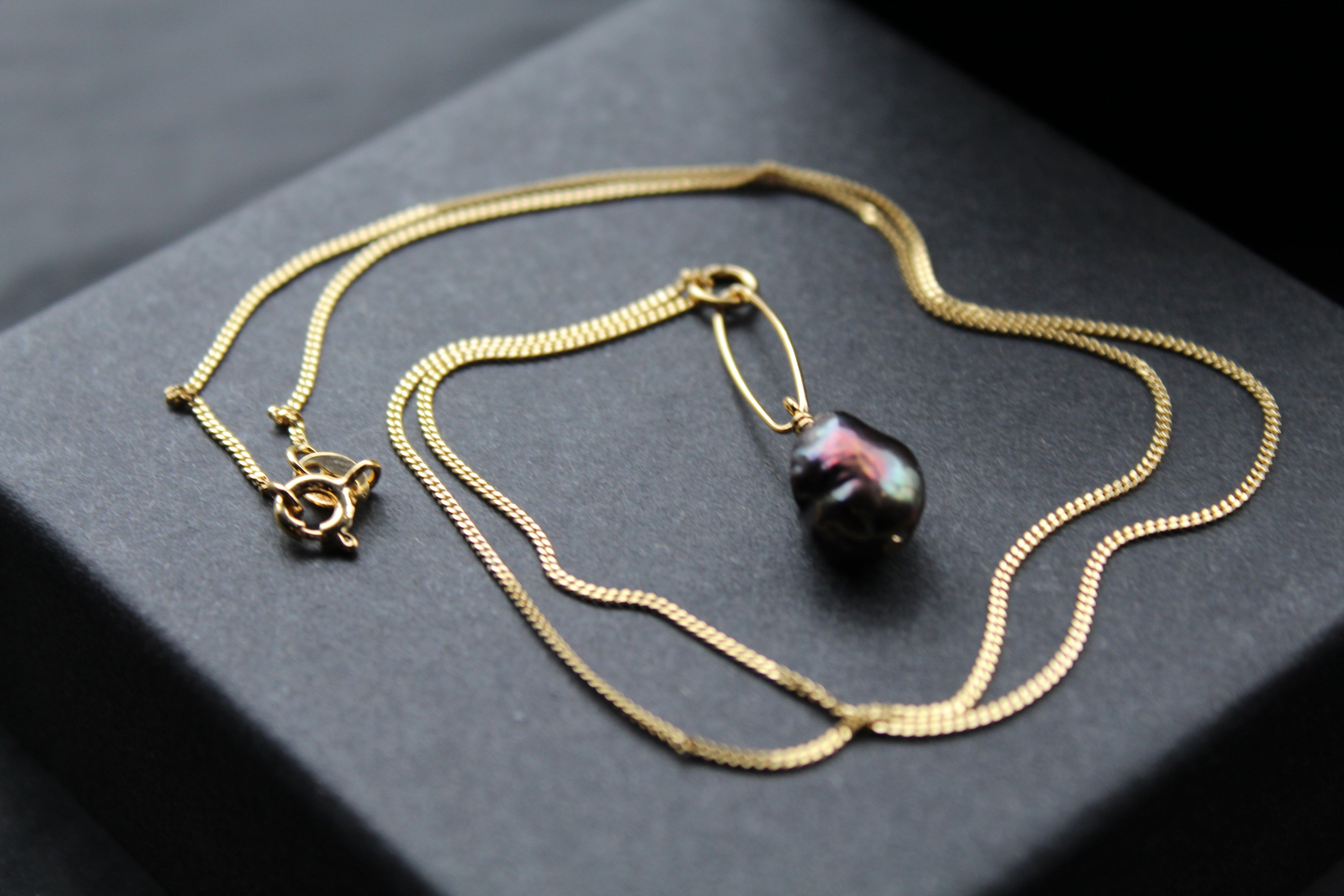 Black Pearl Drop Necklace