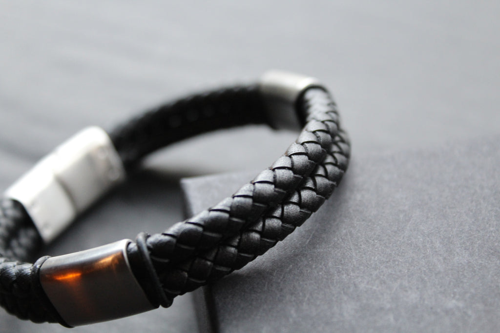 Black Stacked Braided Bracelet