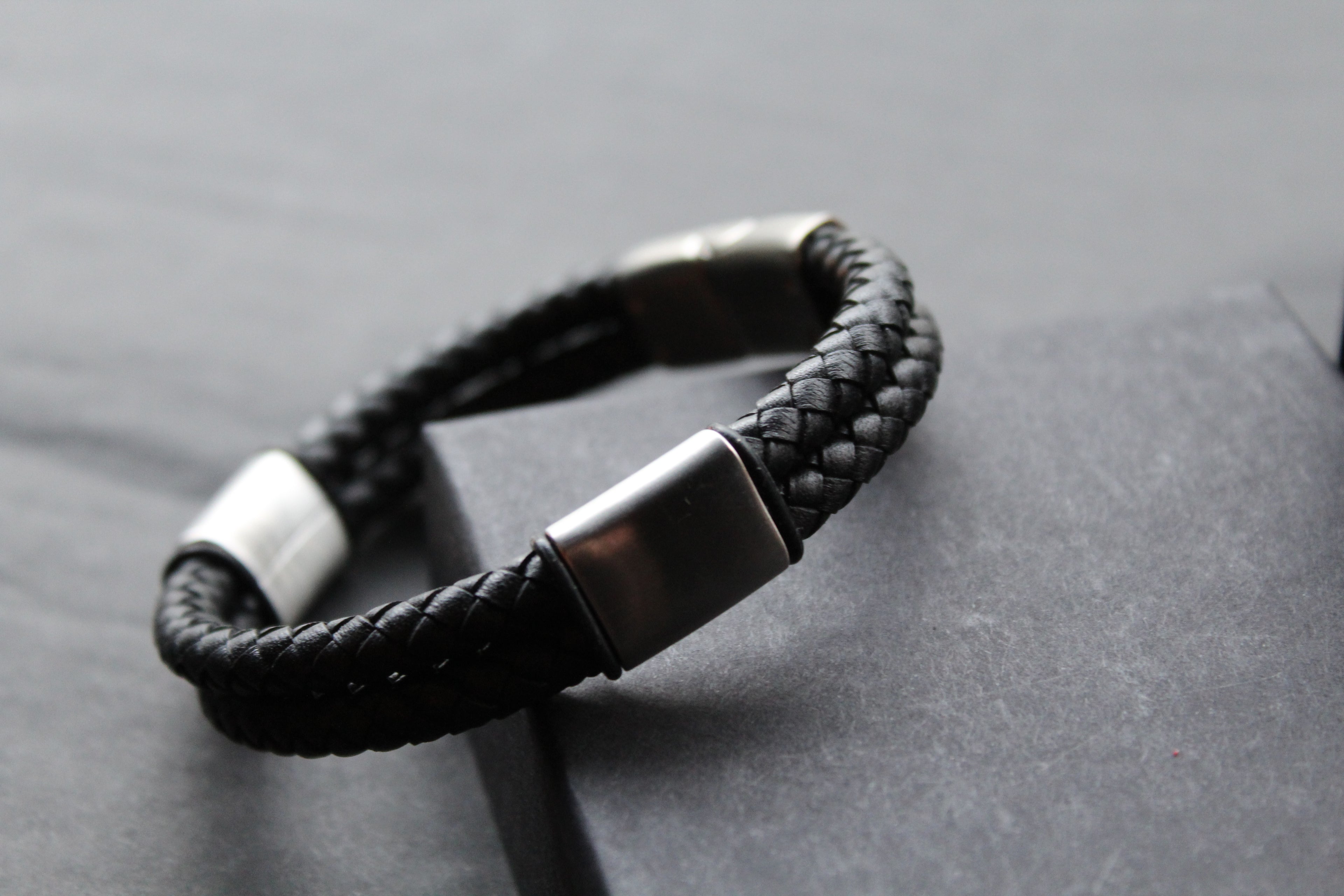 Black Stacked Braided Bracelet
