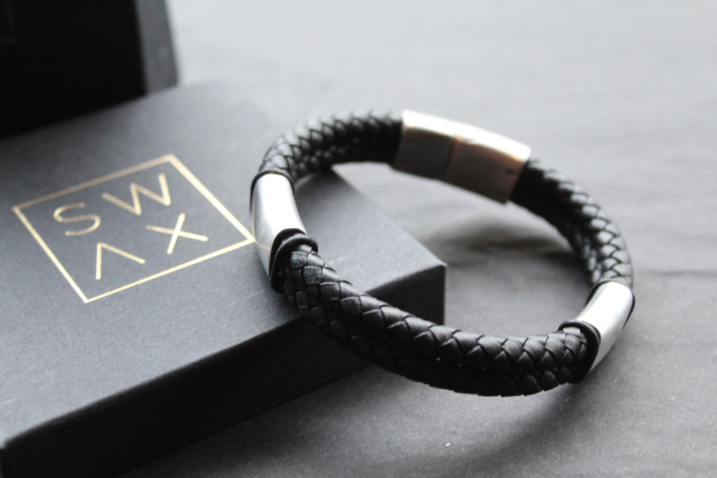 Black Stacked Braided Bracelet
