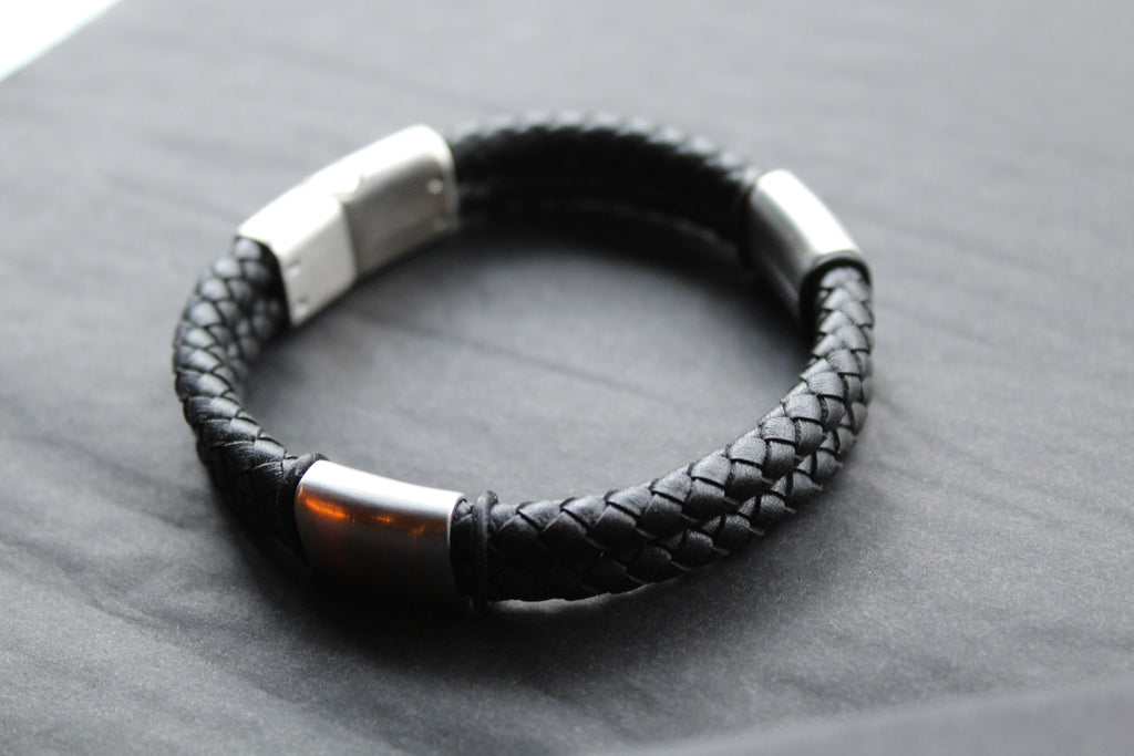 Black Stacked Braided Bracelet