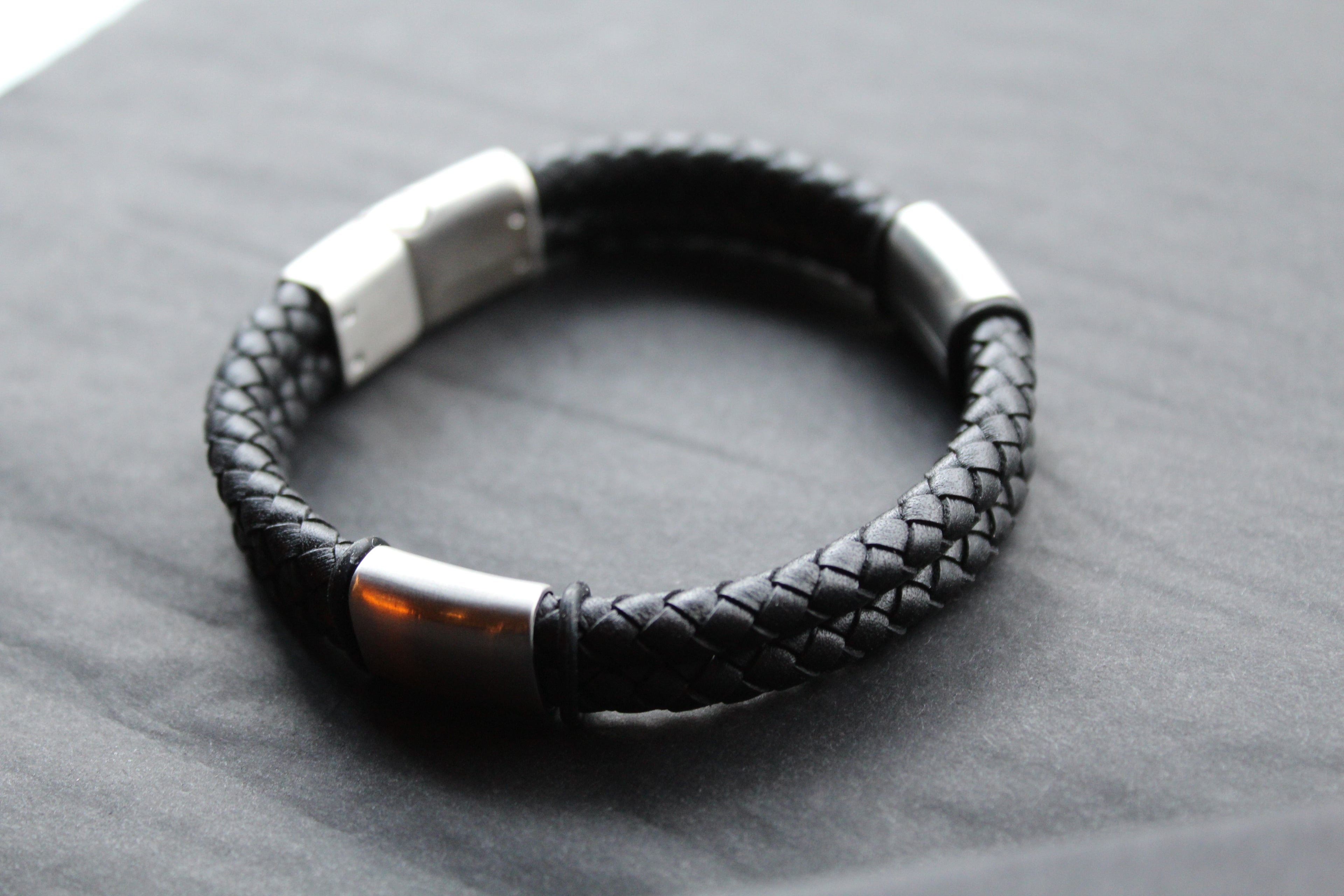 Black Stacked Braided Bracelet