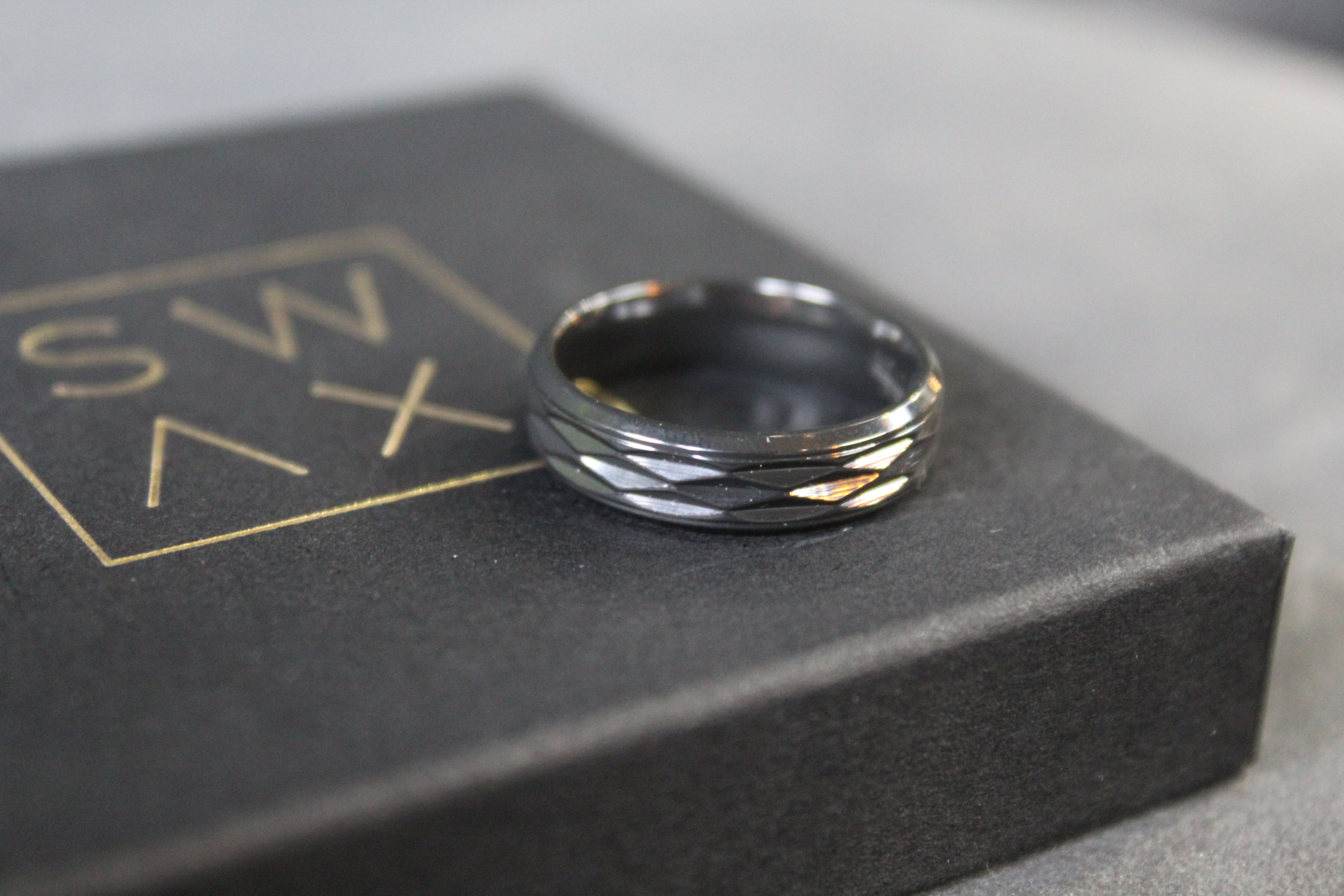 Black Zirconium Ruched Ring