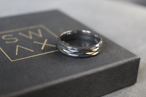 Black Zirconium Ruched Ring