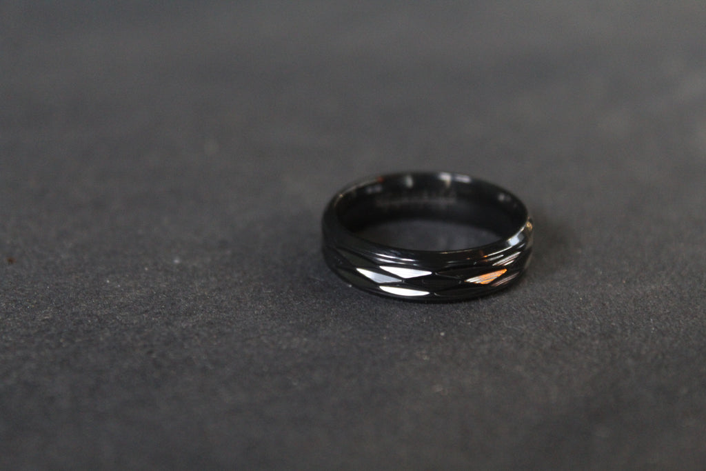 Black Zirconium Ruched Ring