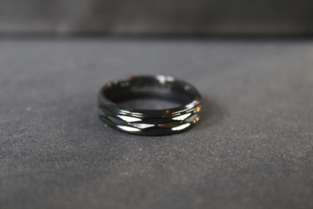 Black Zirconium Ruched Ring