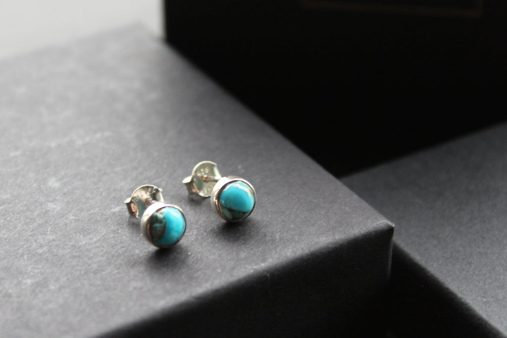 Blue Mohave Turquoise Round Studs