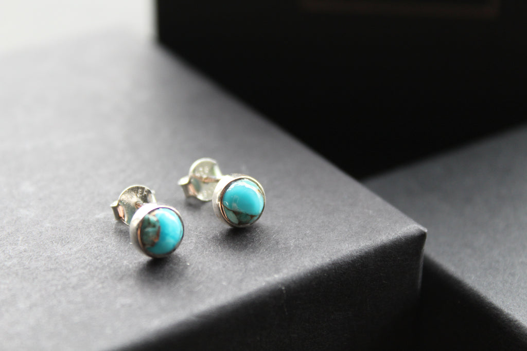 Blue Mohave Turquoise Round Studs