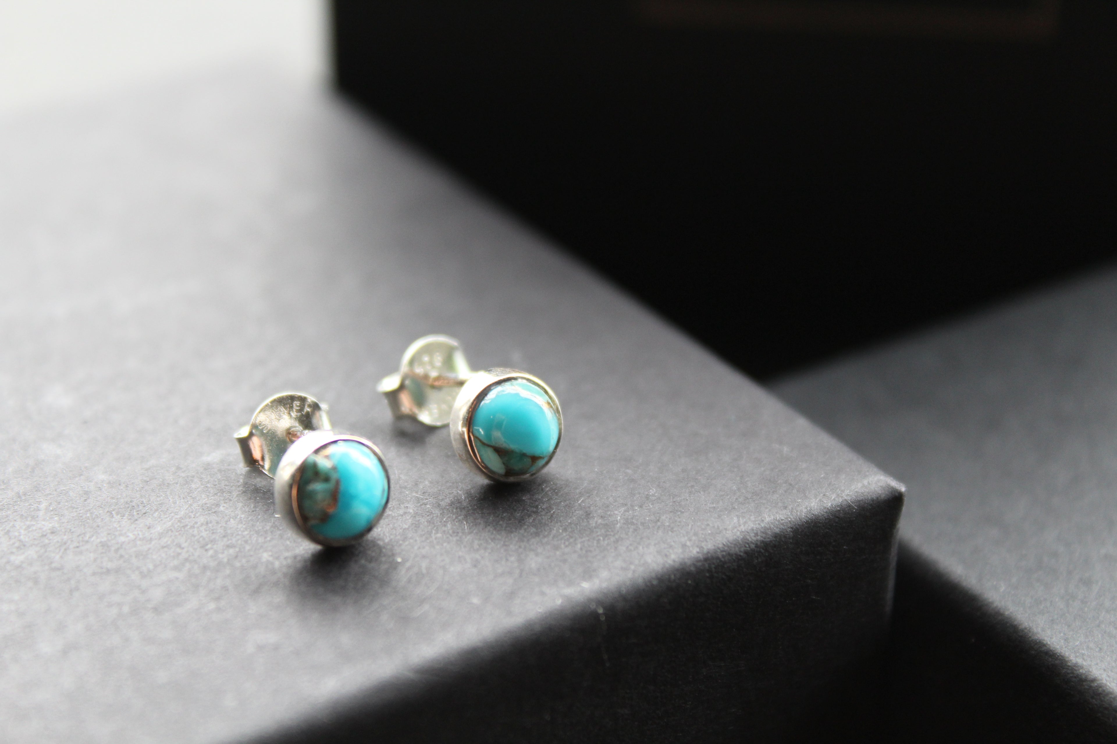 Blue Mohave Turquoise Round Studs