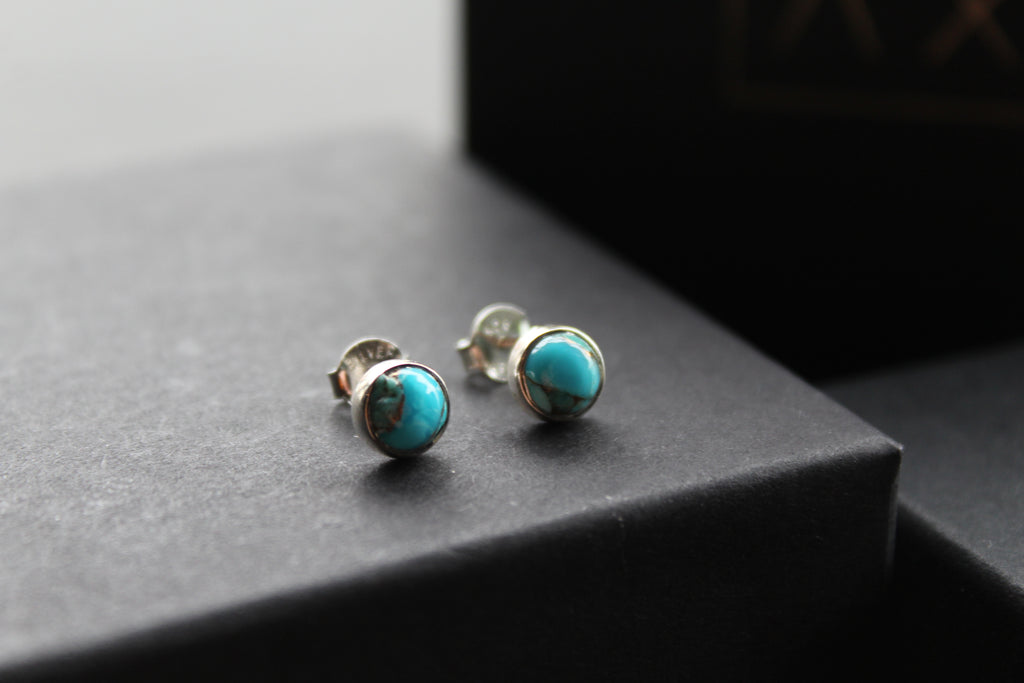 Blue Mohave Turquoise Round Studs