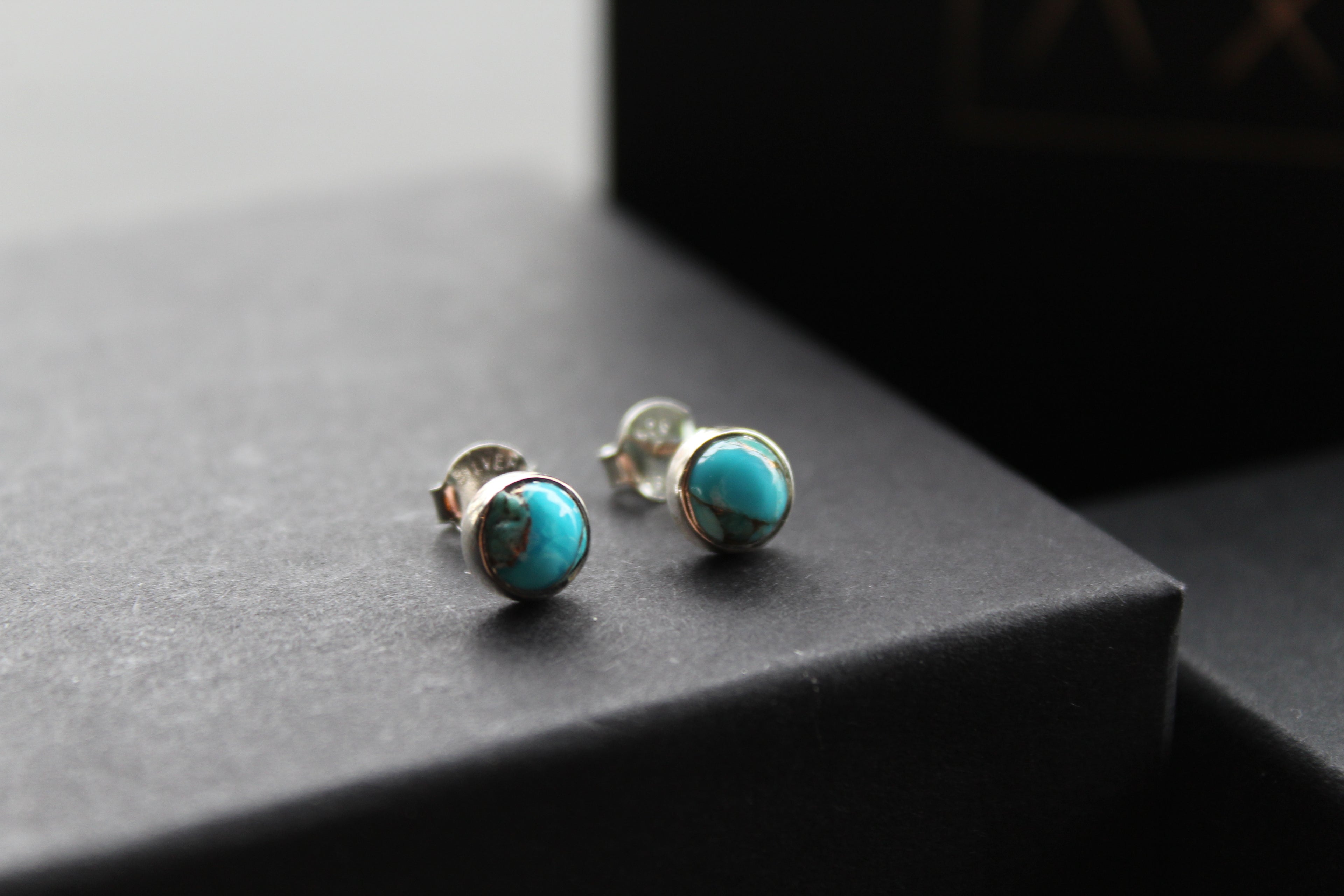 Blue Mohave Turquoise Round Studs