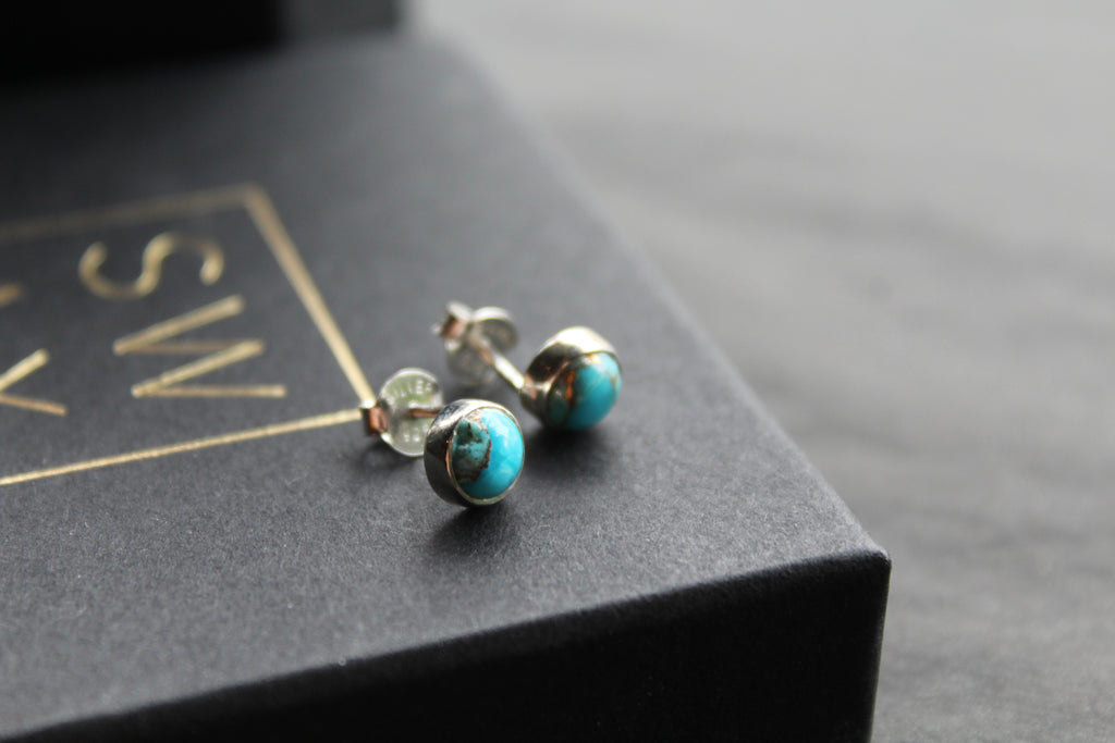 Blue Mohave Turquoise Round Studs