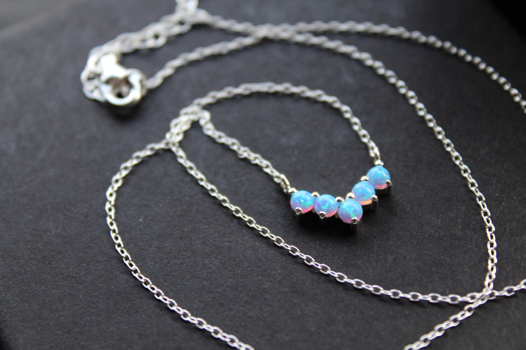 Blue Opalique Arc Necklace