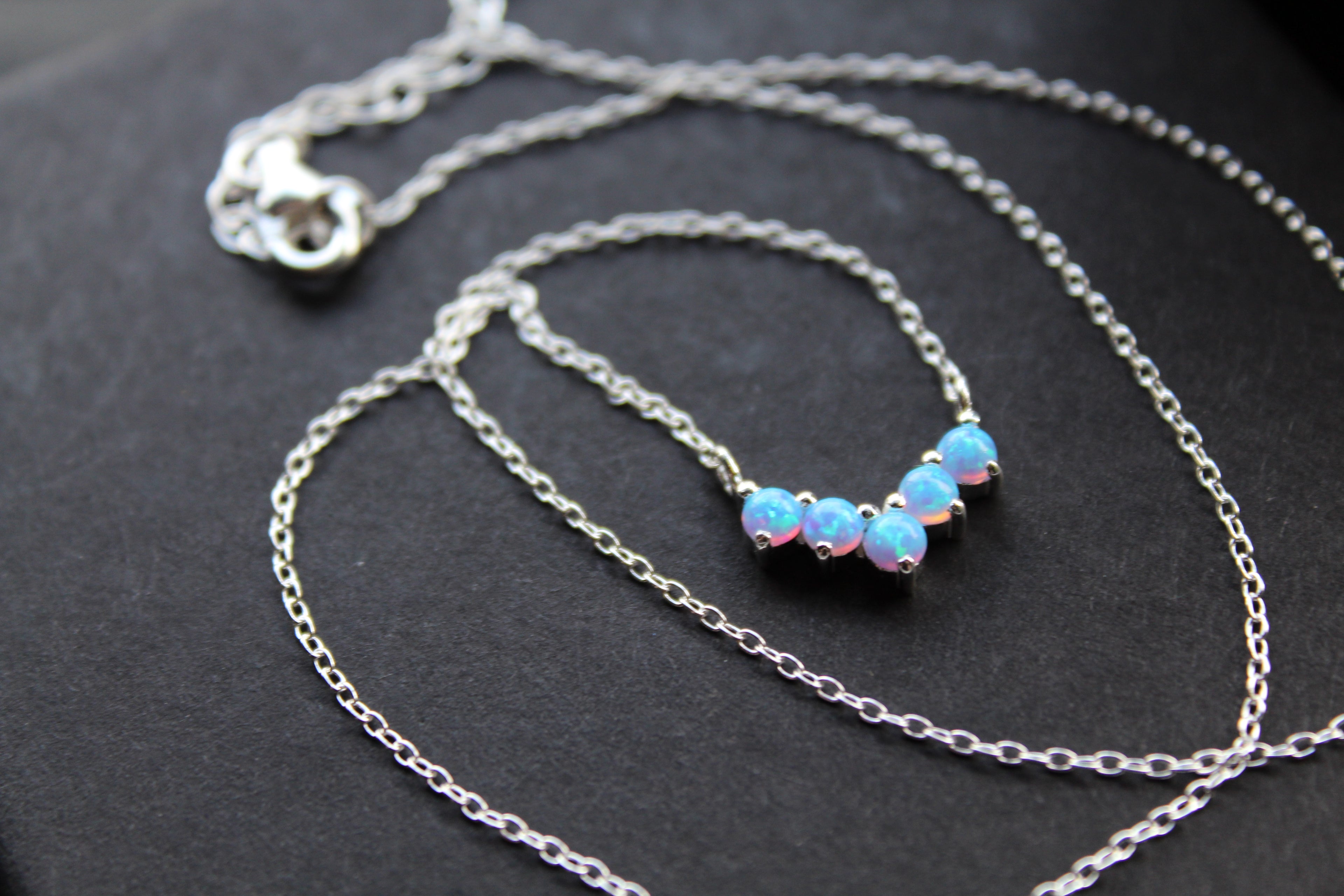Blue Opalique Arc Necklace