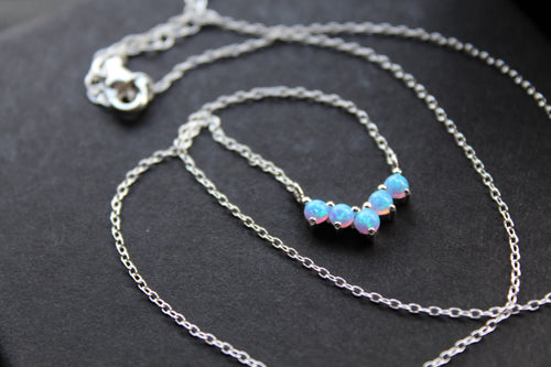 Blue Opalique Arc Necklace