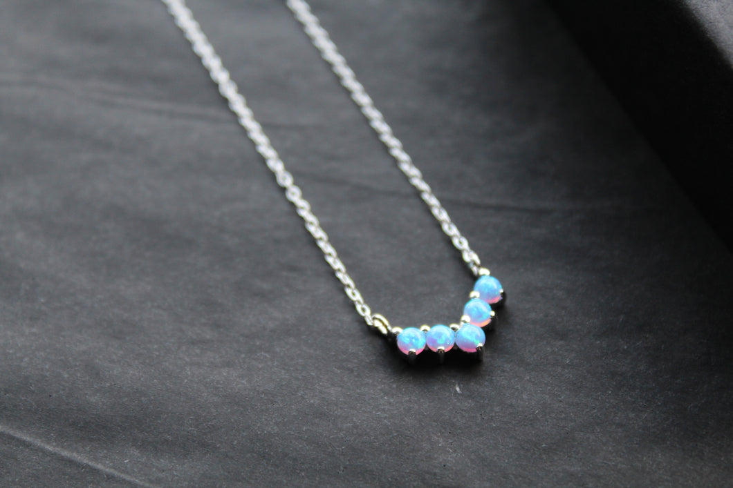 Blue Opalique Arc Necklace