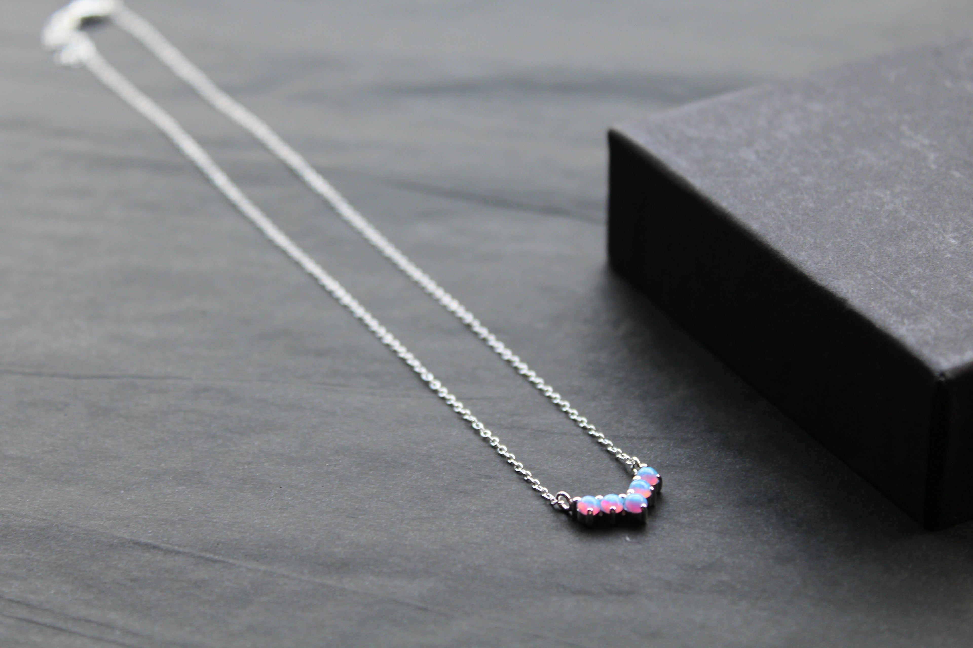 Blue Opalique Arc Necklace