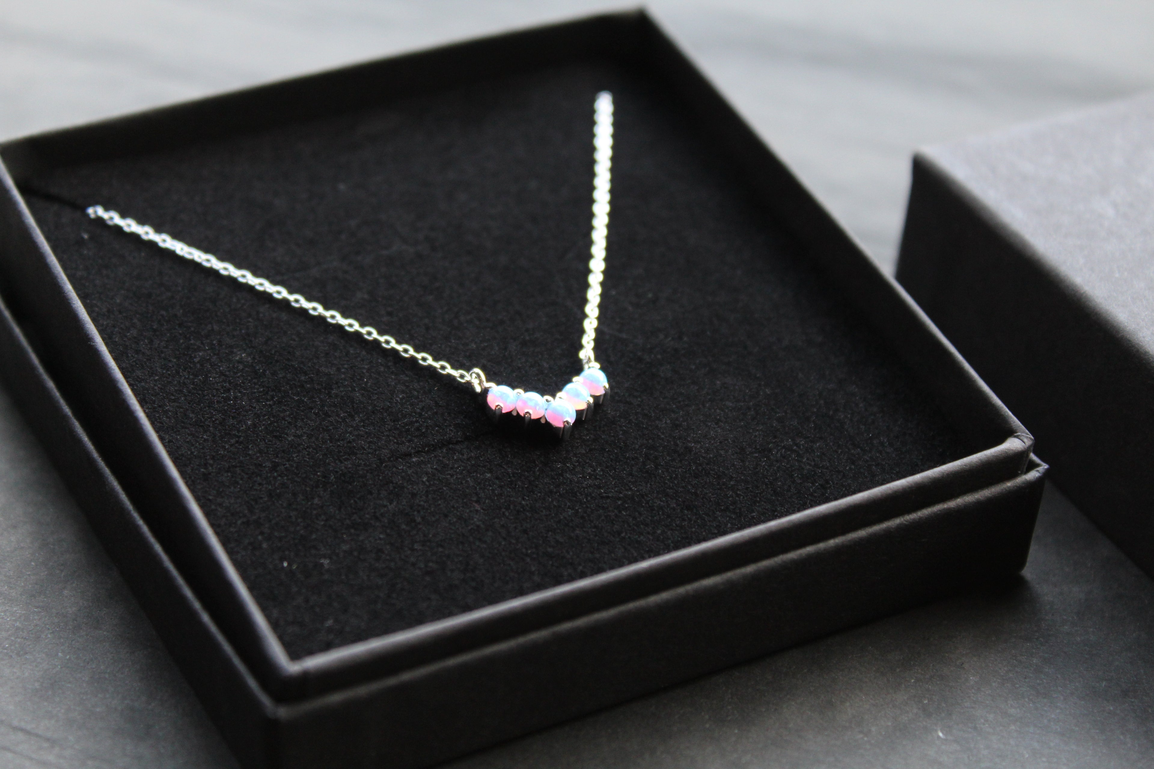 Blue Opalique Arc Necklace
