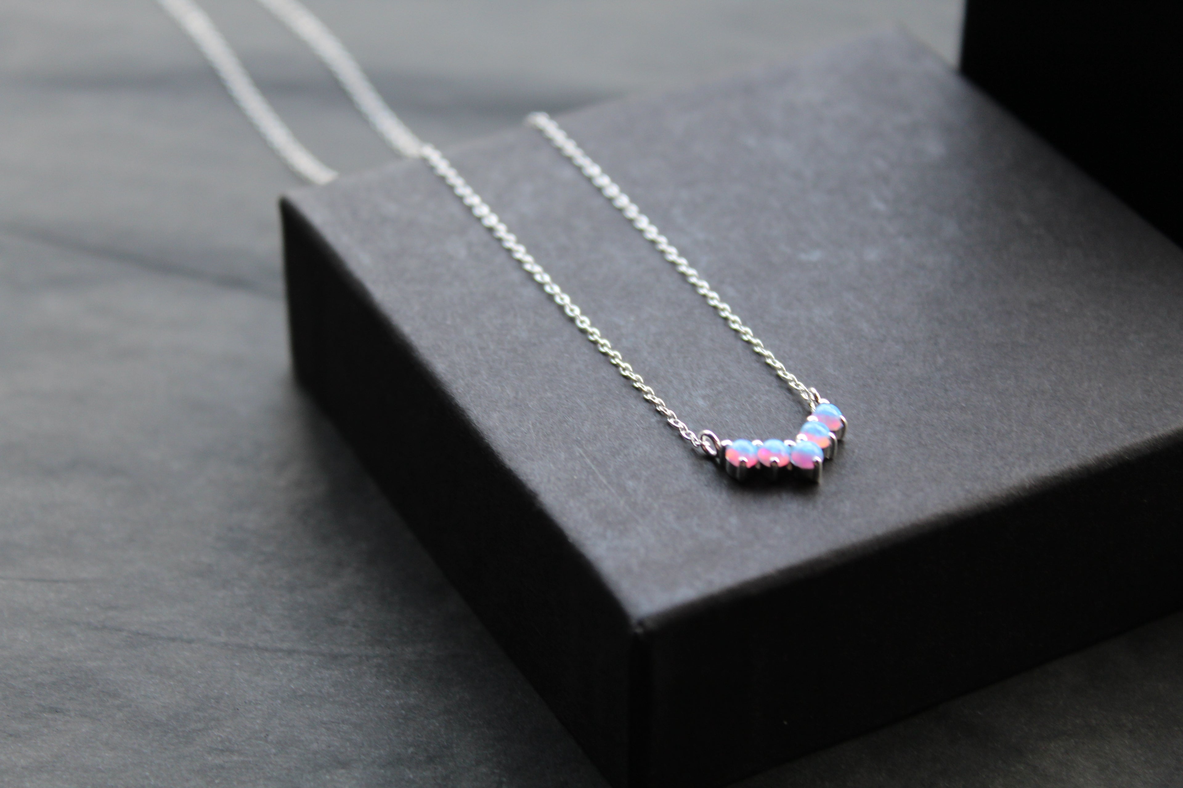 Blue Opalique Arc Necklace
