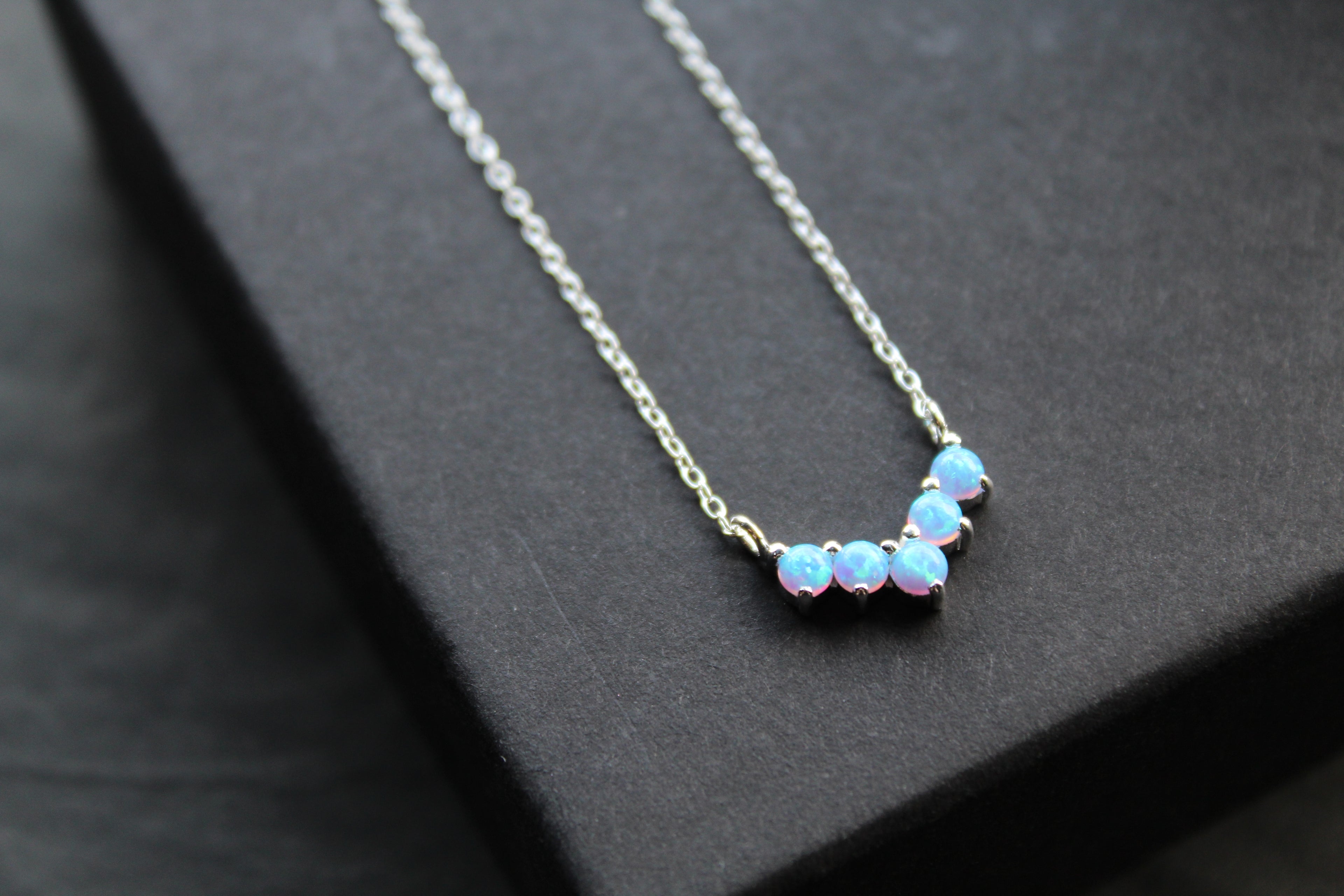 Blue Opalique Arc Necklace