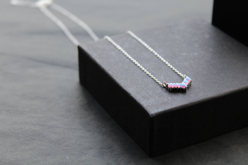Blue Opalique Arc Necklace
