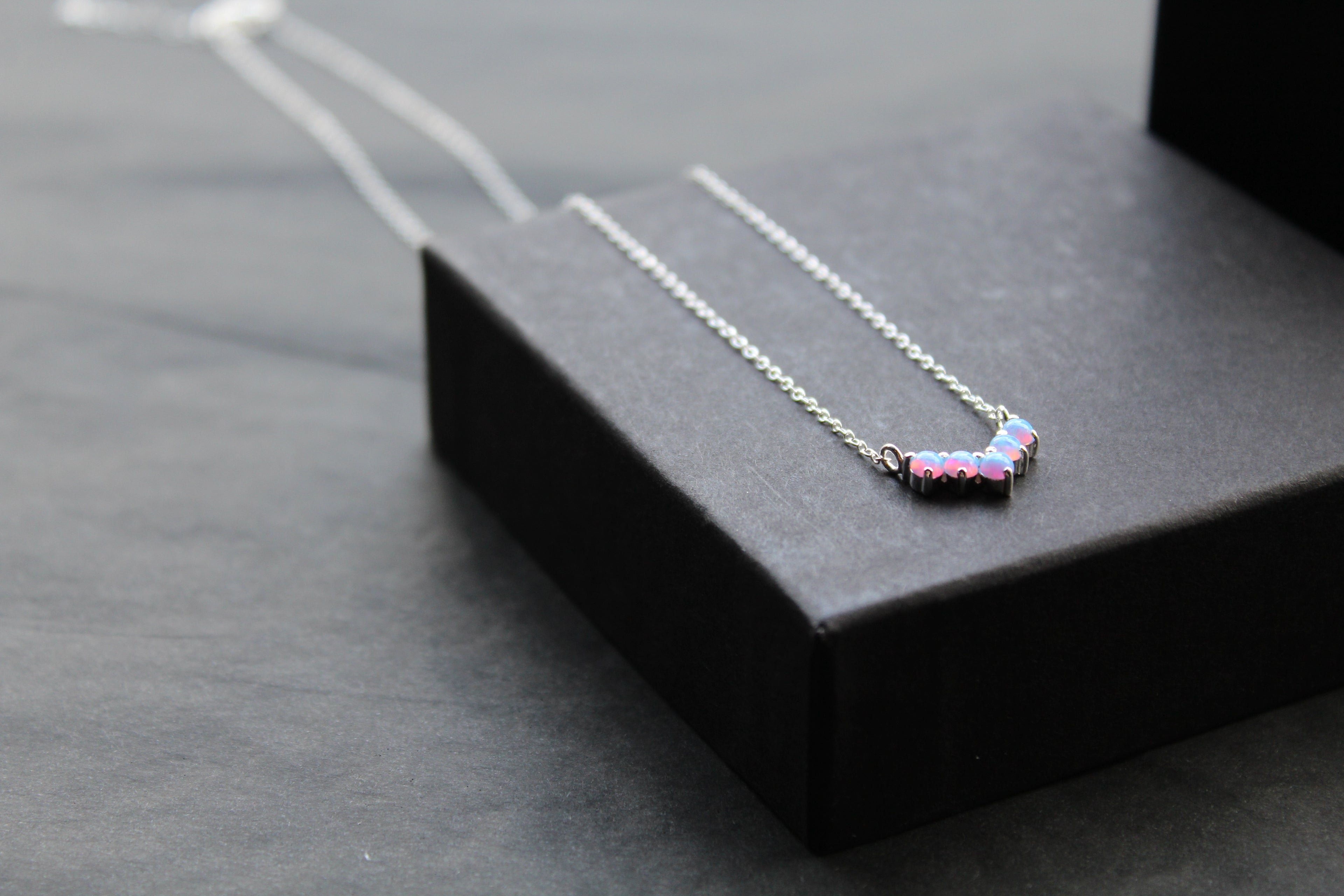 Blue Opalique Arc Necklace