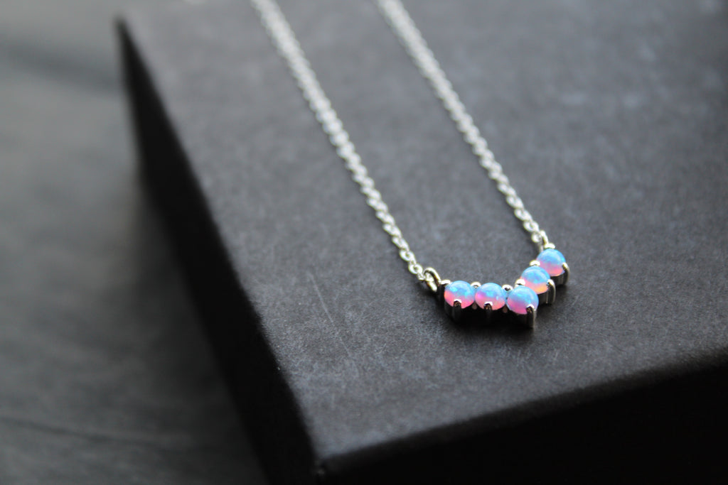 Blue Opalique Arc Necklace