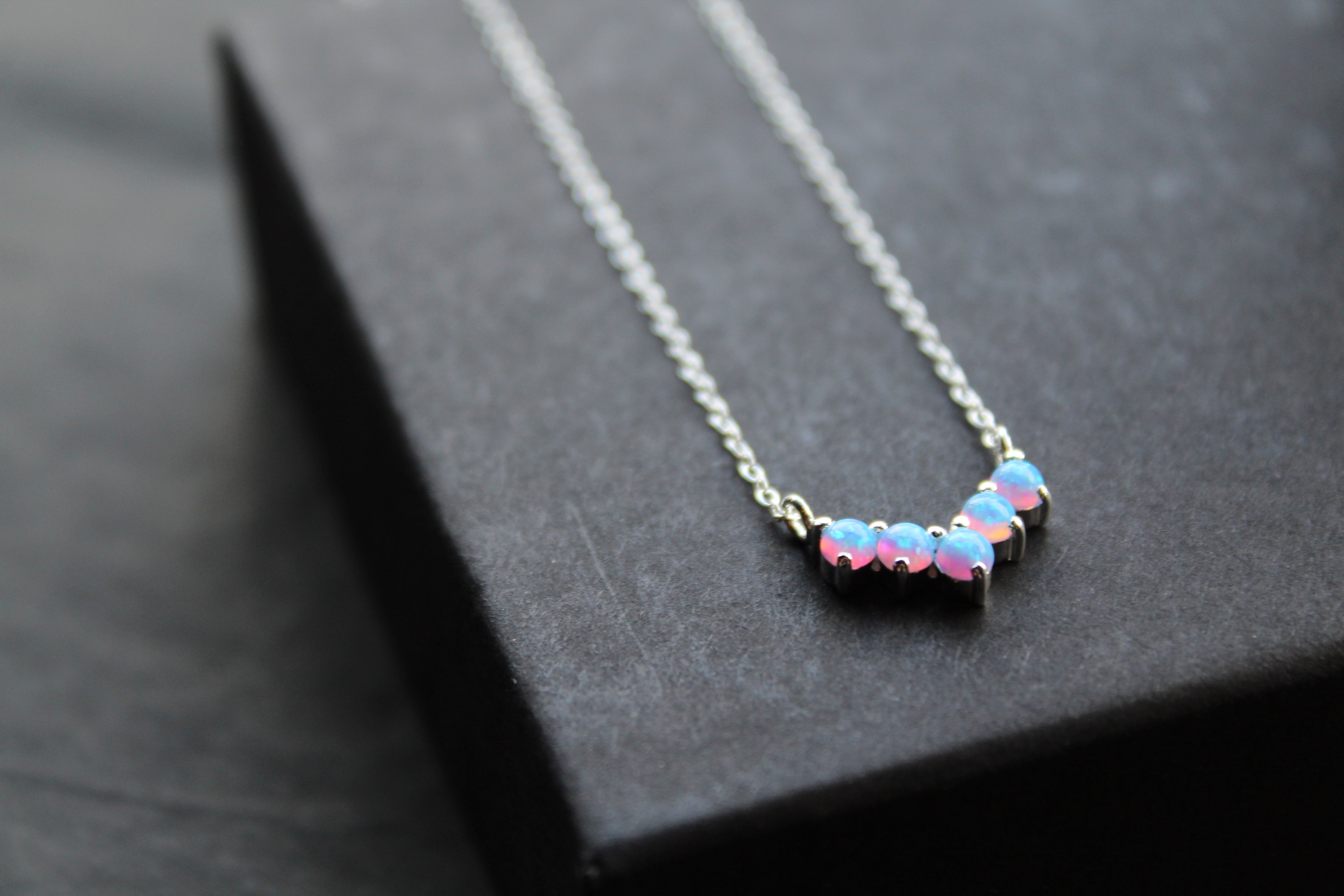 Blue Opalique Arc Necklace
