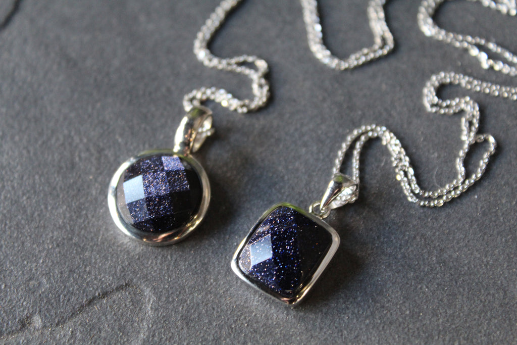 Blue Sandstone Pendant and Chain