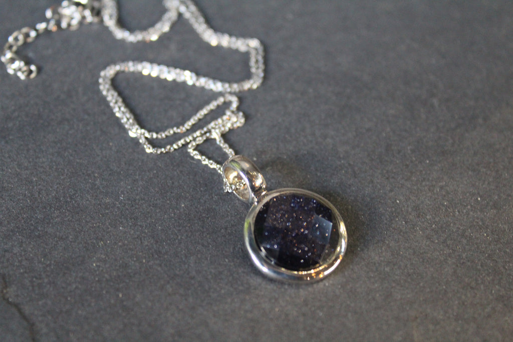 Blue Sandstone Pendant and Chain