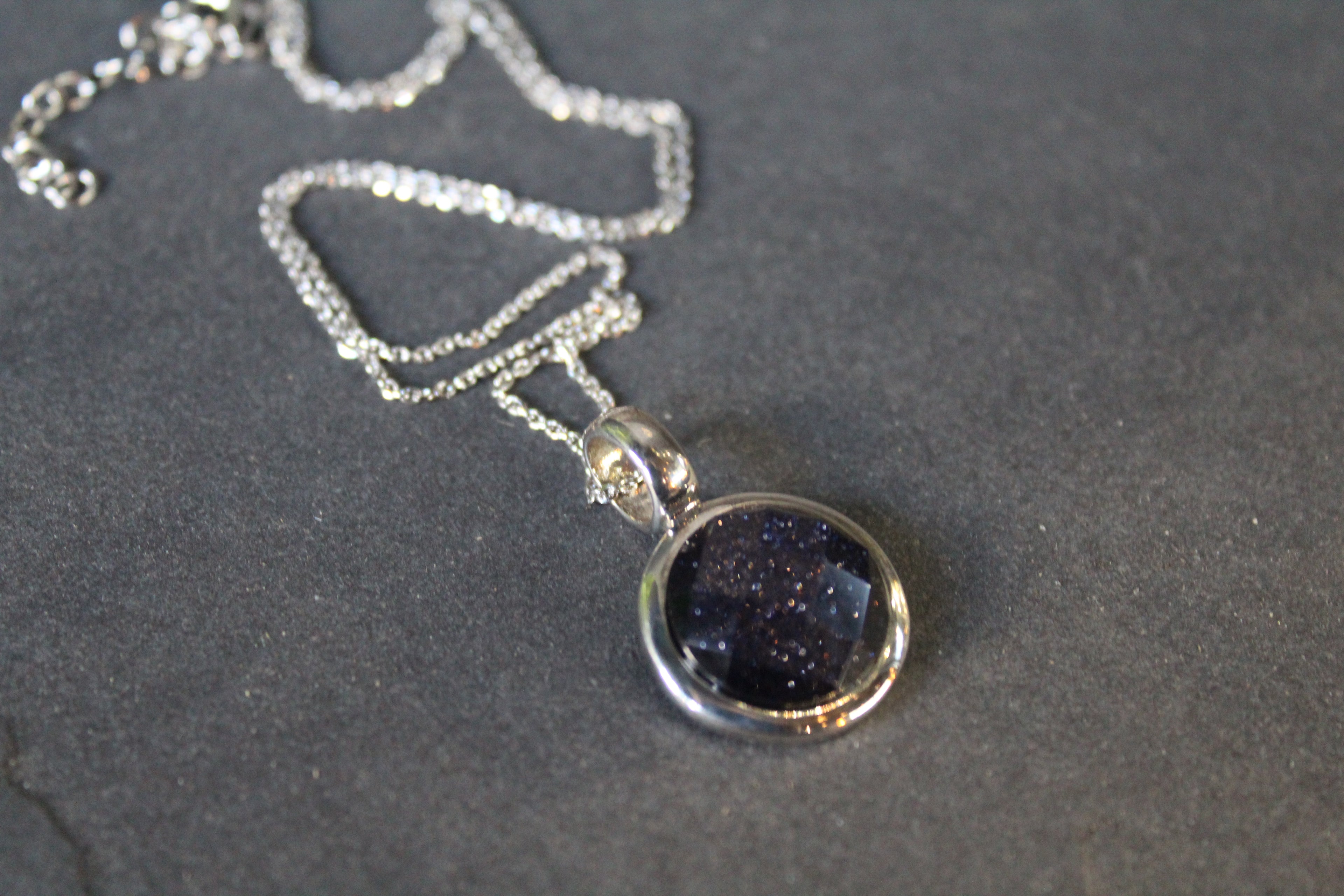 Blue Sandstone Pendant and Chain