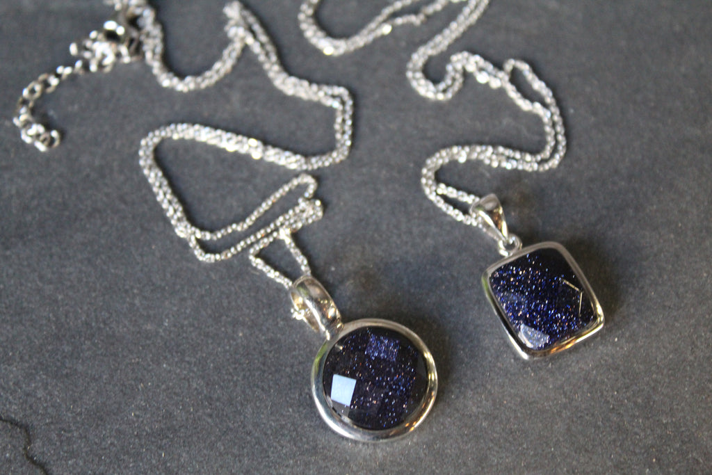 Blue Sandstone Pendant and Chain