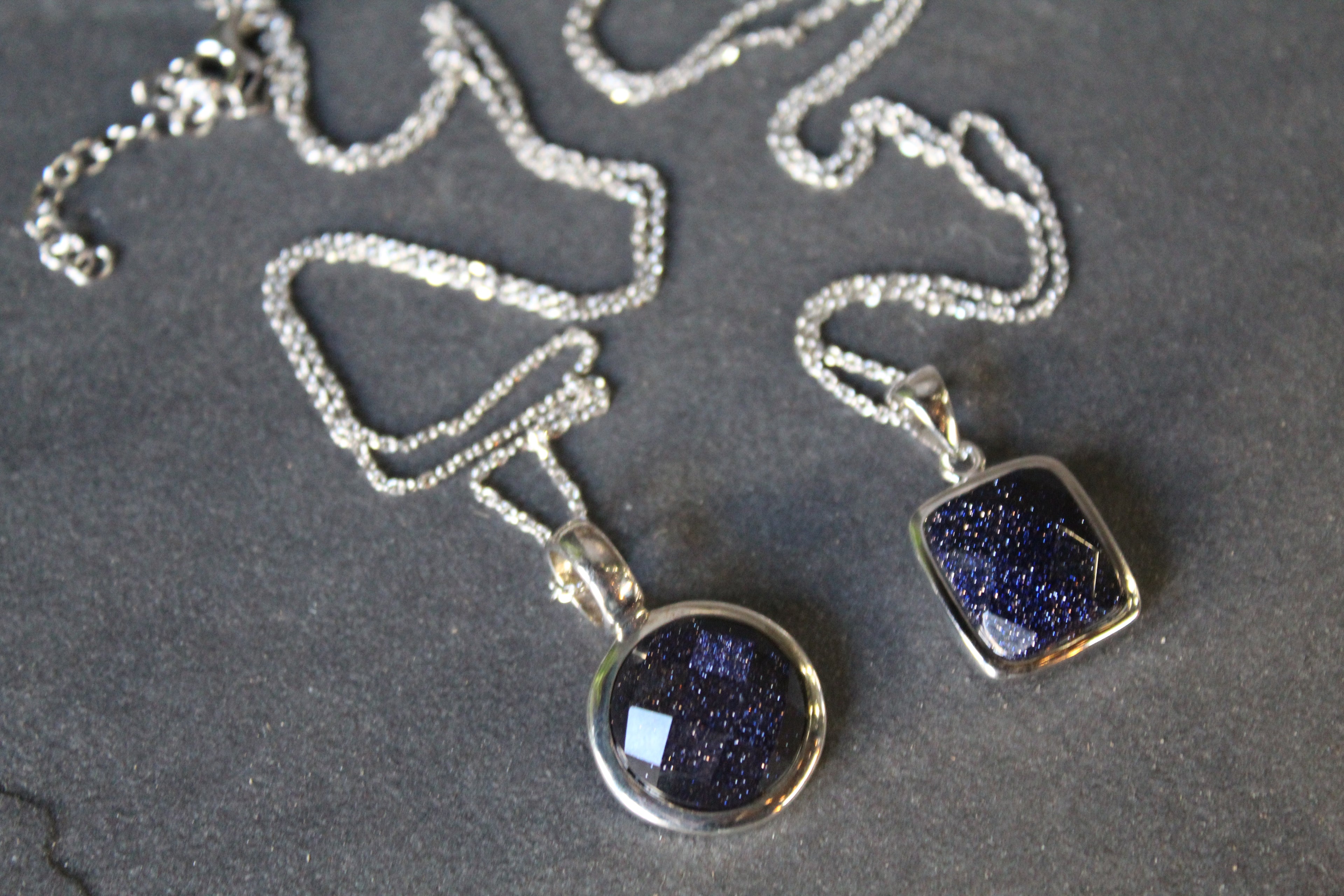 Blue Sandstone Pendant and Chain